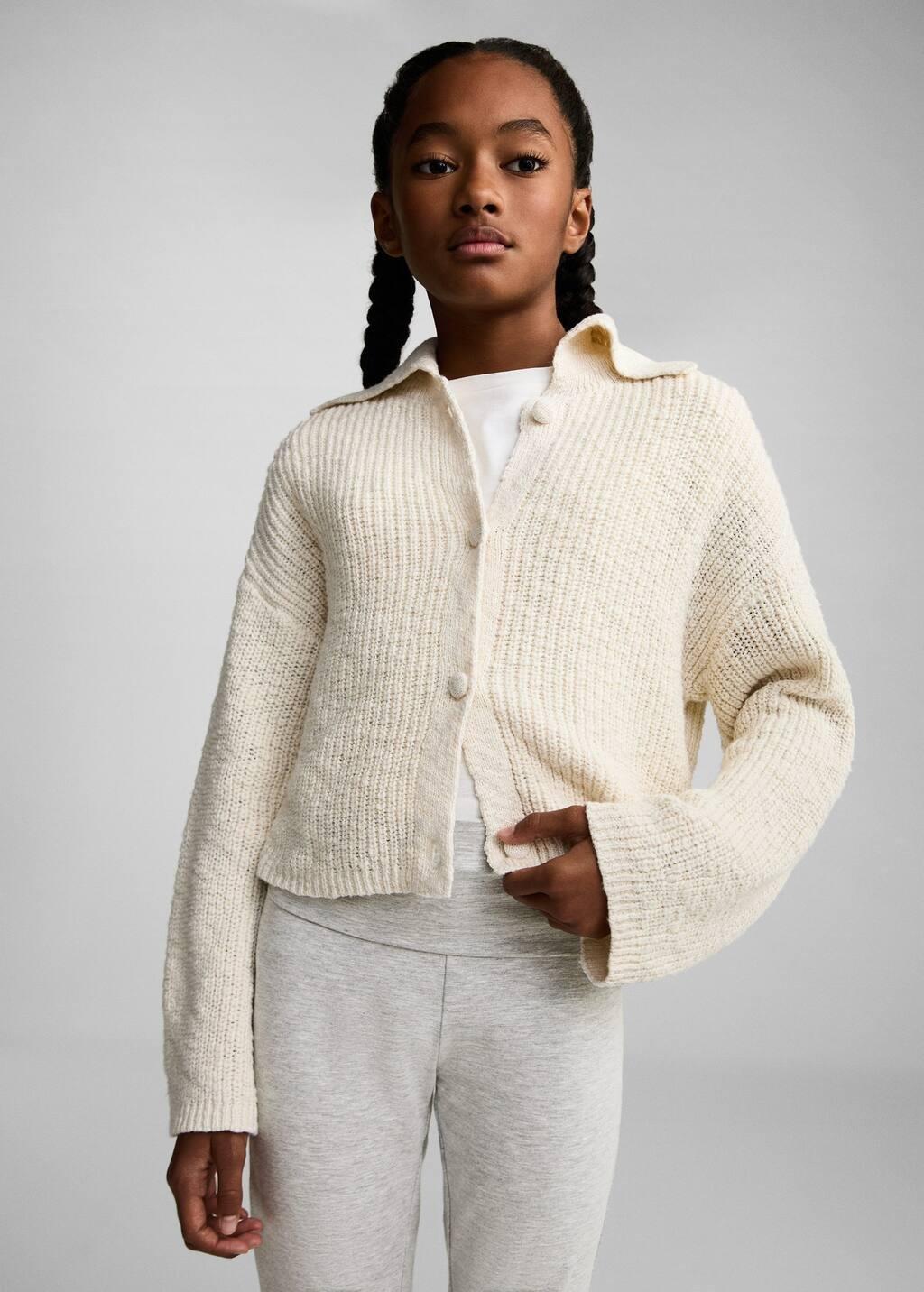 Cream Flared Leggings Cardigan, Kids Girls, , large image number 4