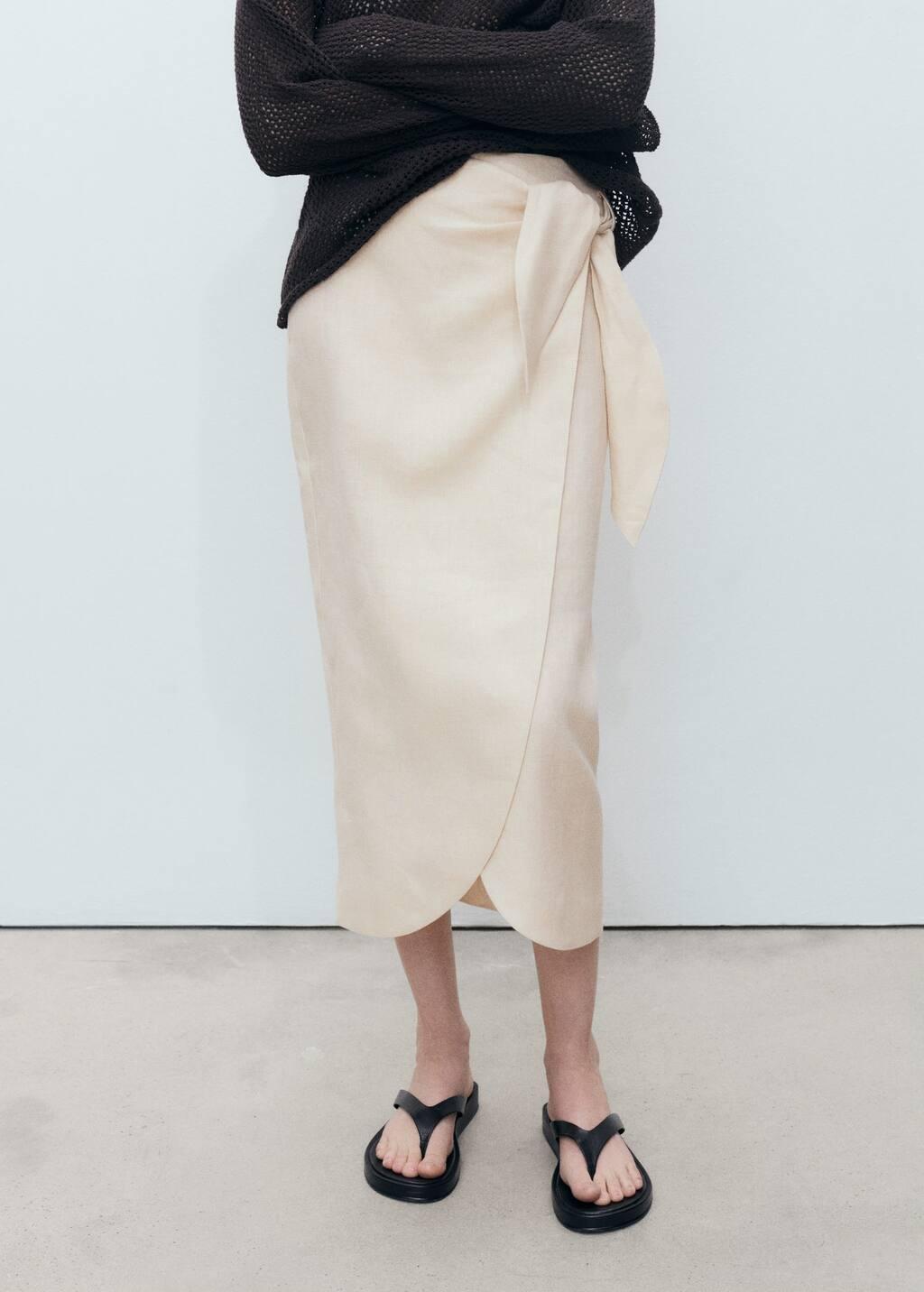 Grey Lt Pastel Linen Sarong Skirt, , medium