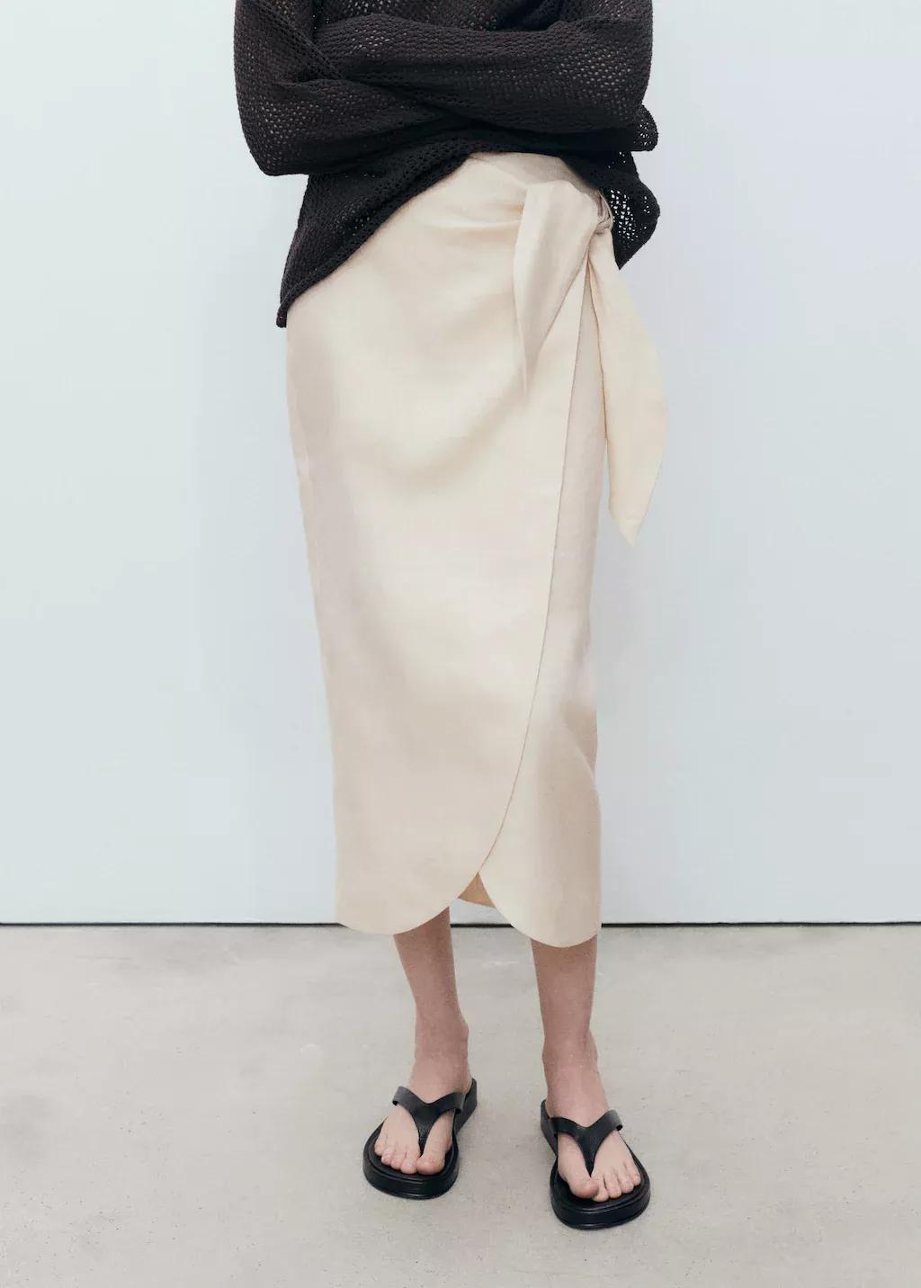 Grey Lt Pastel Linen Sarong Skirt, , large image number 7