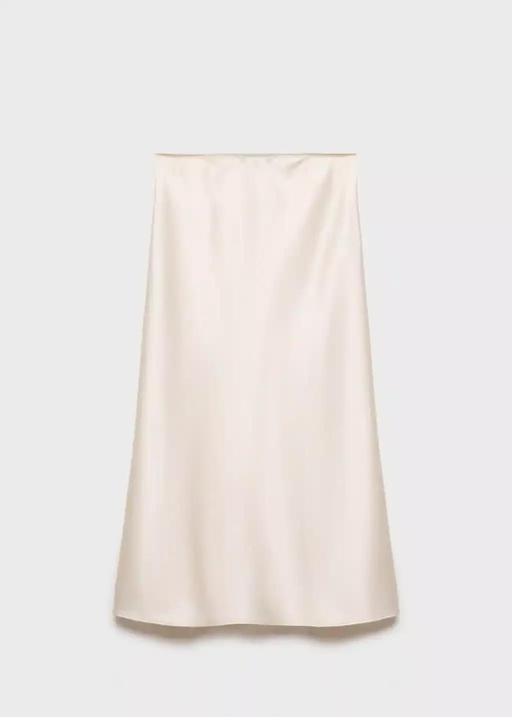 Beige Midi Satin Skirt, , large image number 7