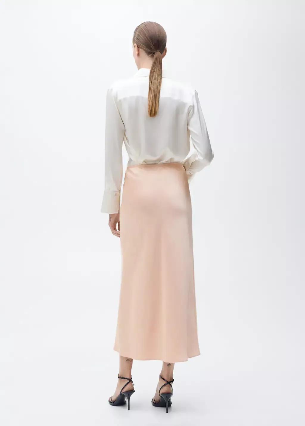 LT-PASTEL ORANGE Midi satin skirt, , large image number 5
