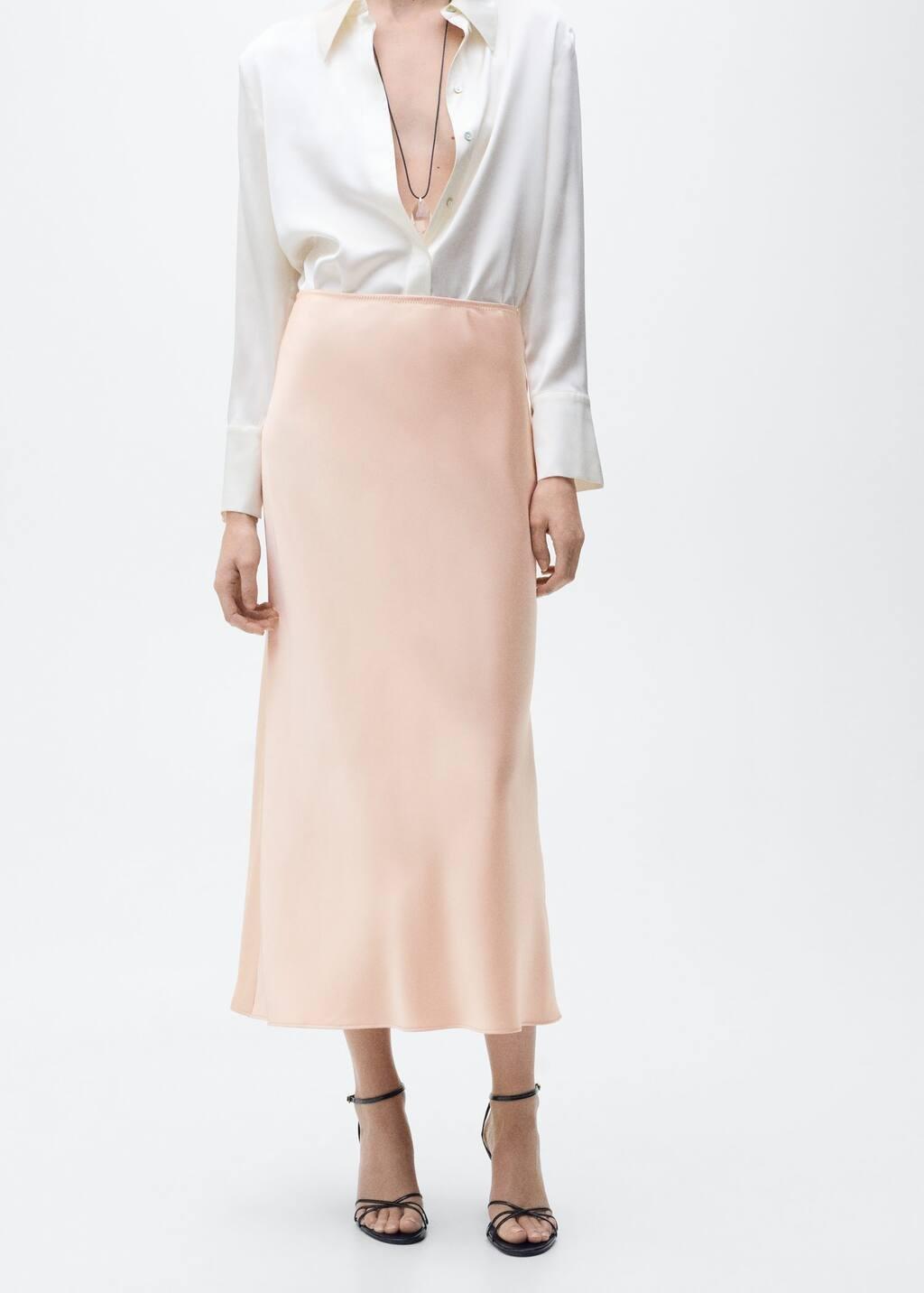 LT-PASTEL ORANGE Midi satin skirt, , large image number 6