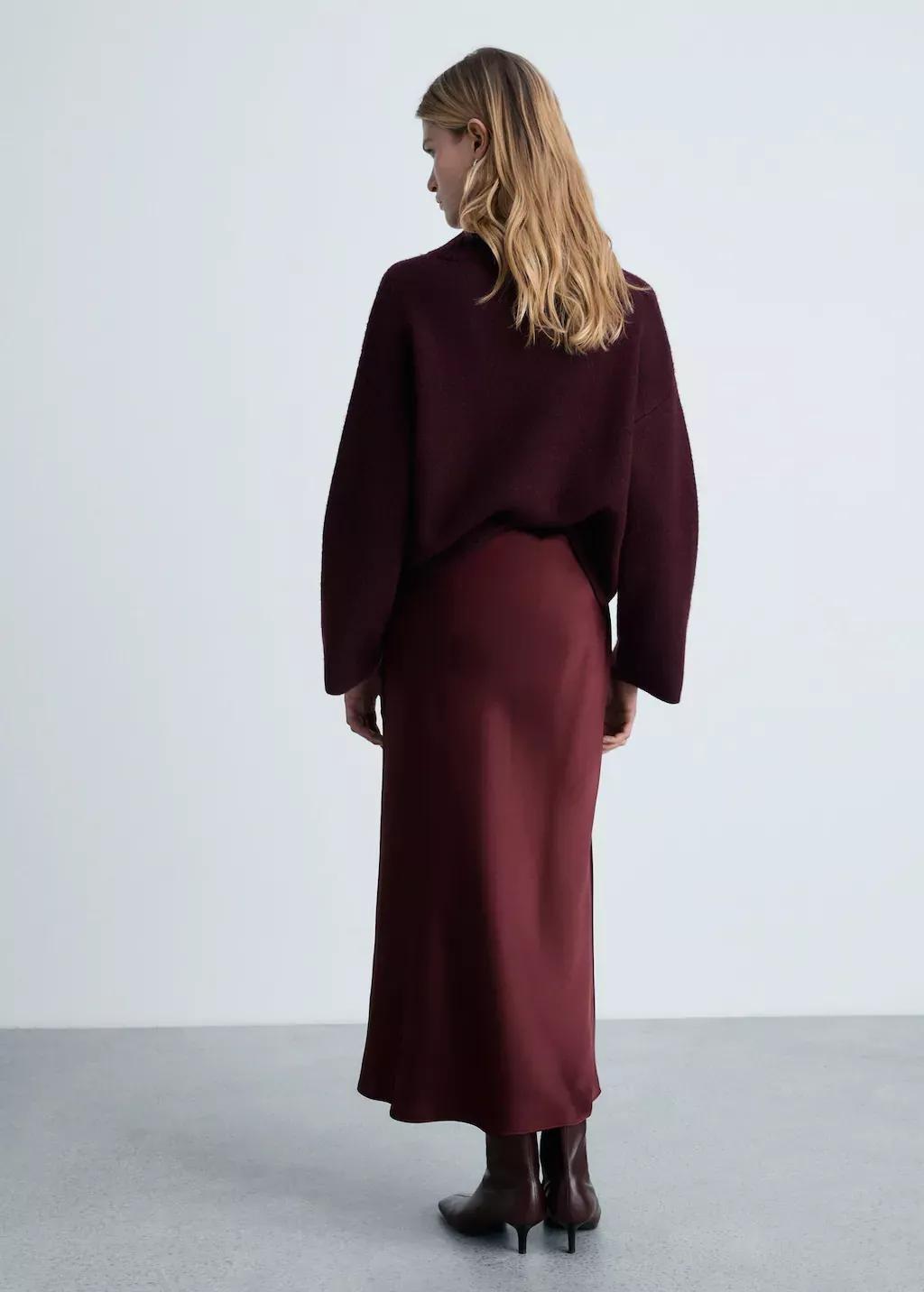 Red Midi Satin Skirt, , large image number 6