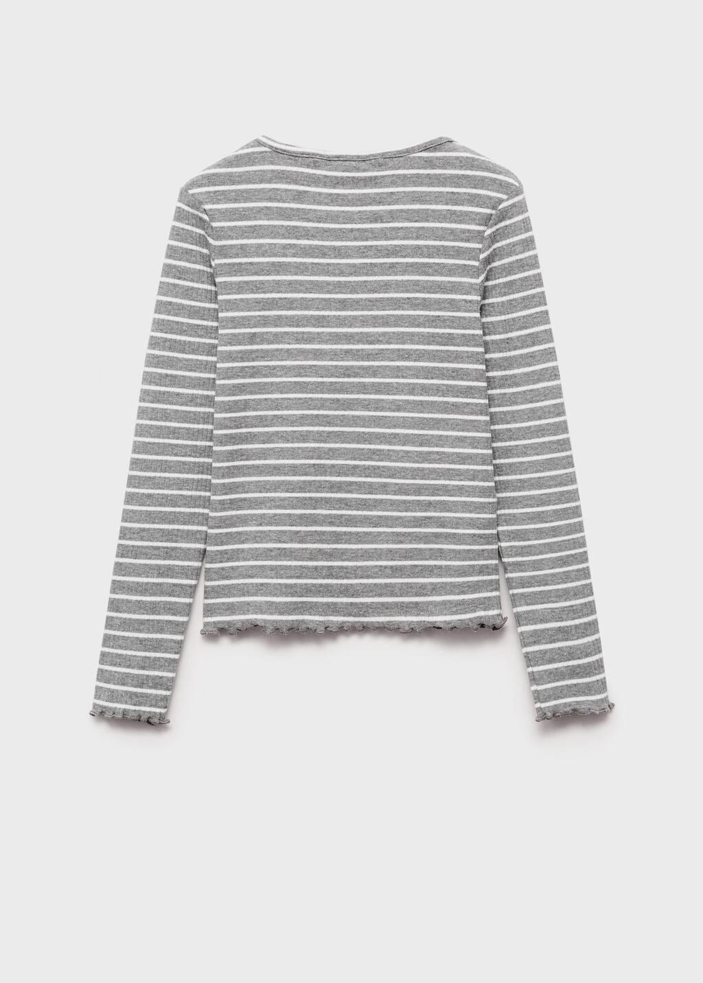Grey Lt Pastel Striped Rib T-Shirt, Kids Girl, , large image number 1