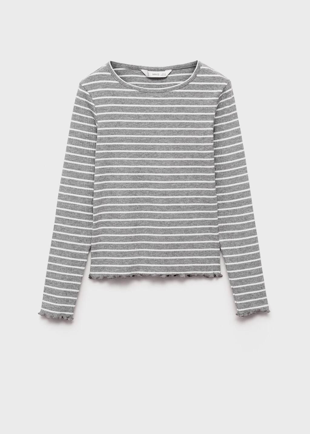 Grey Lt Pastel Striped Rib T-Shirt, Kids Girl, , large image number 2