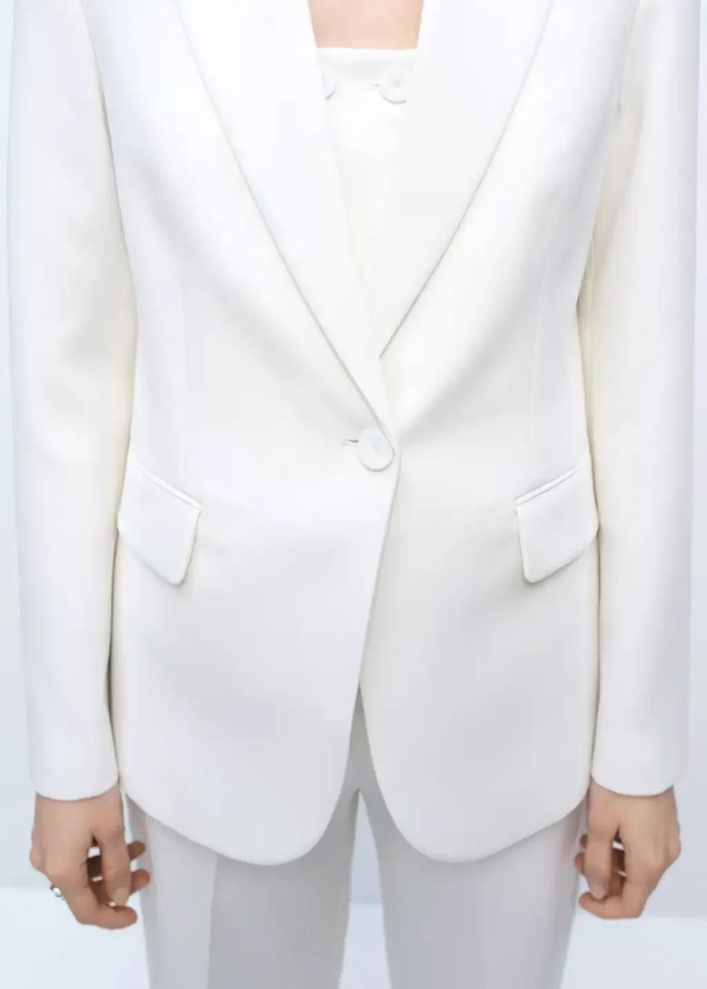White Structured Suit Jacket, , large image number 2