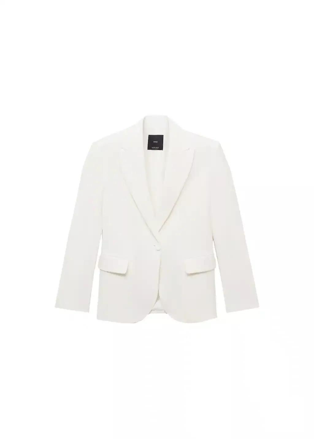 White Structured Suit Jacket, , large image number 3