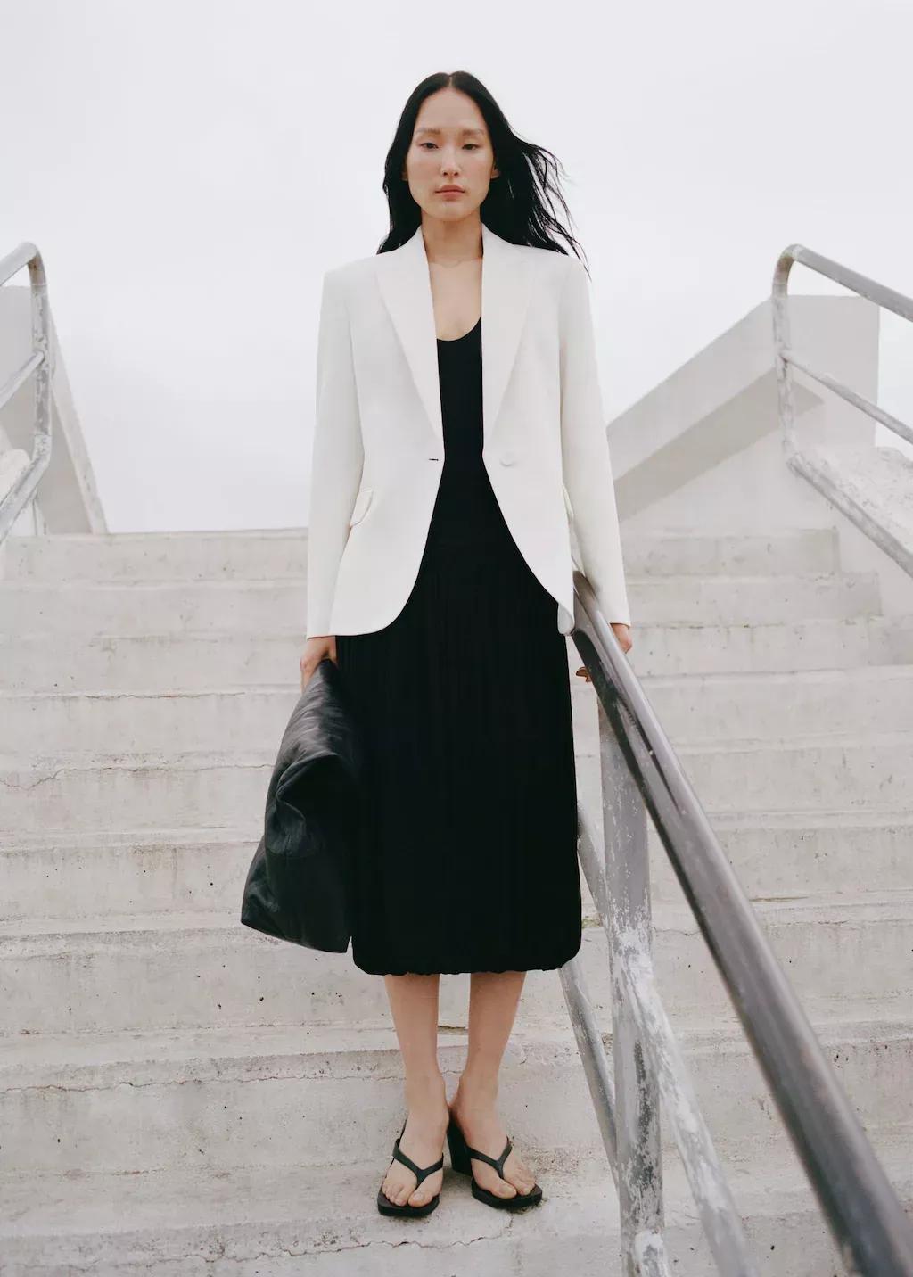 White Structured Suit Jacket, , large image number 5