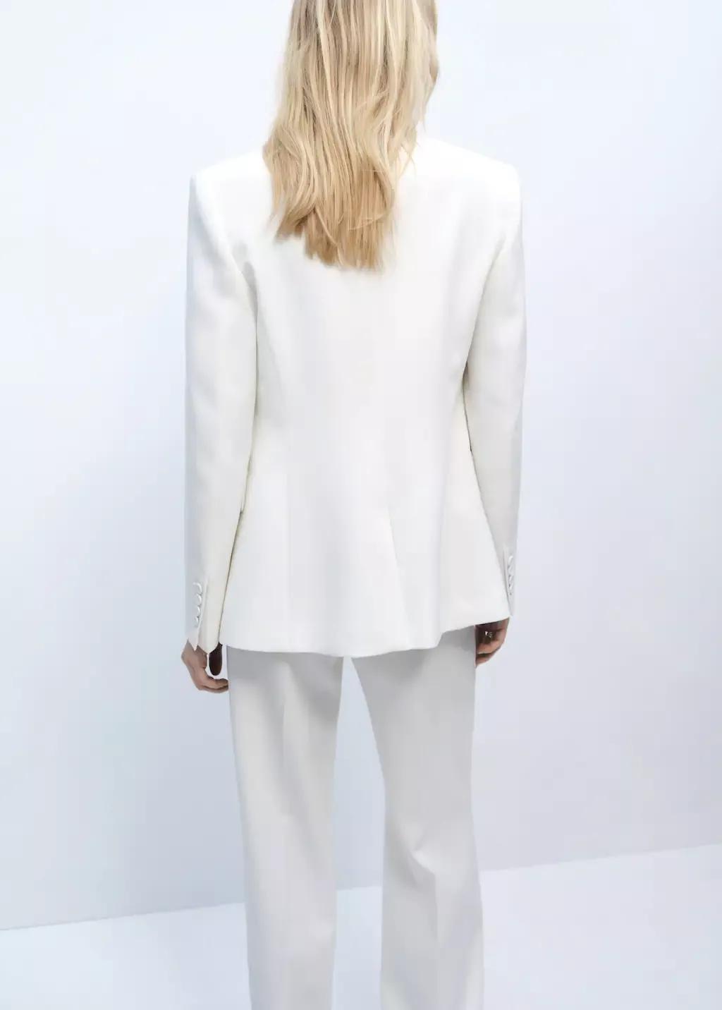 White Structured Suit Jacket, , large image number 6