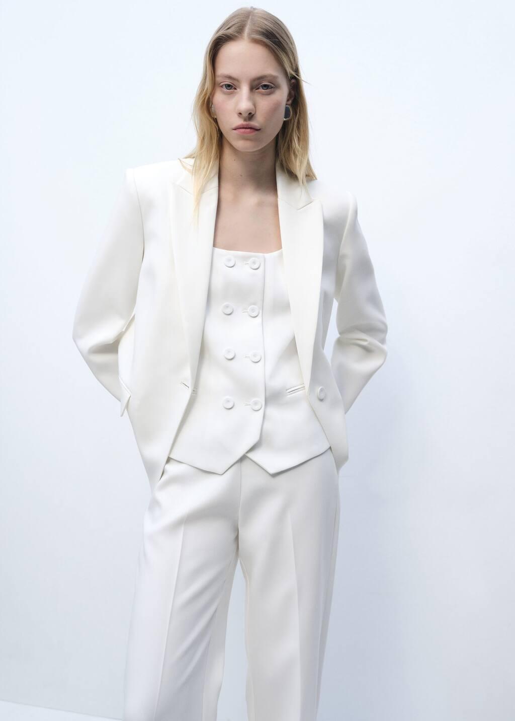 White Structured Suit Jacket, , large image number 7
