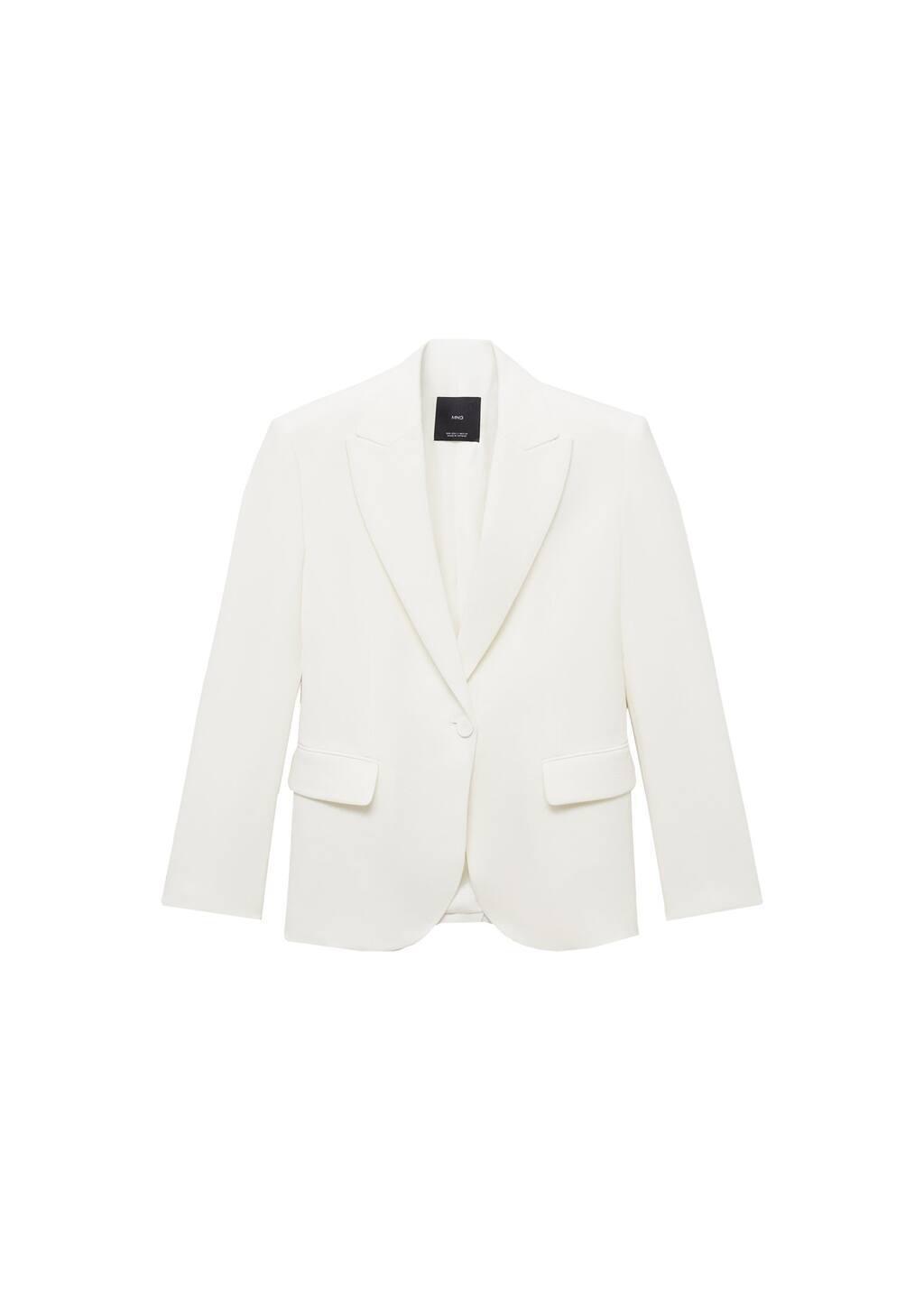 White Structured Suit Jacket, , large image number 8