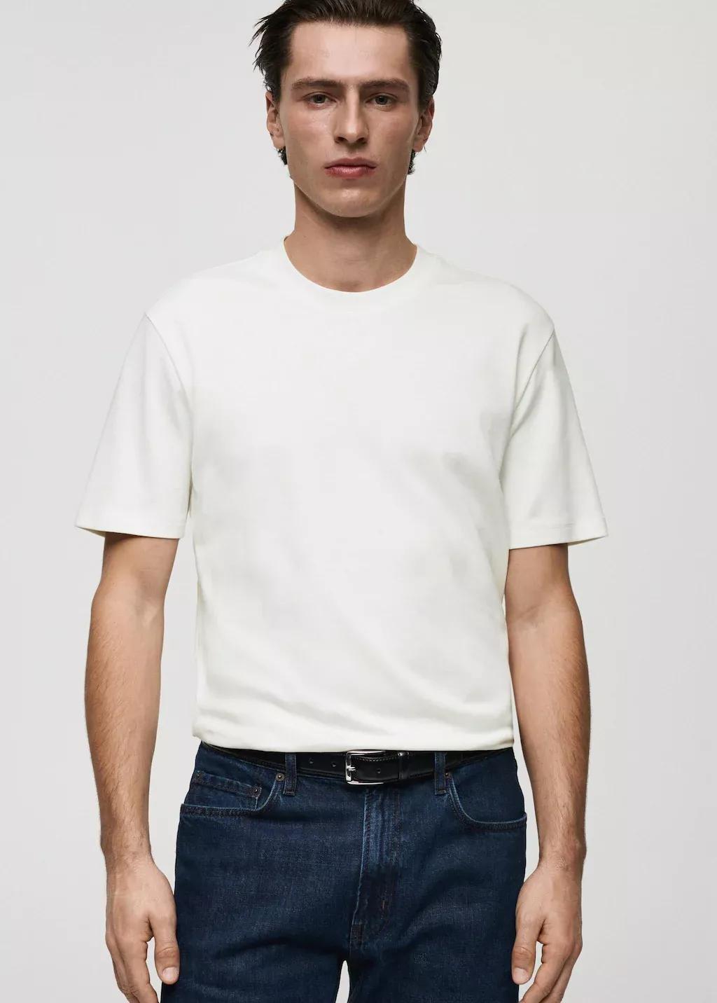 White Medium Weight Regular Fit T-Shirt, , large image number 0