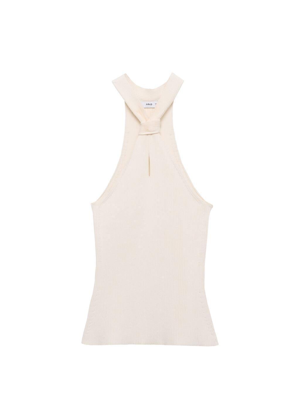 LIGHT BEIGE Halter-neck top with knot detail, , large image number 6