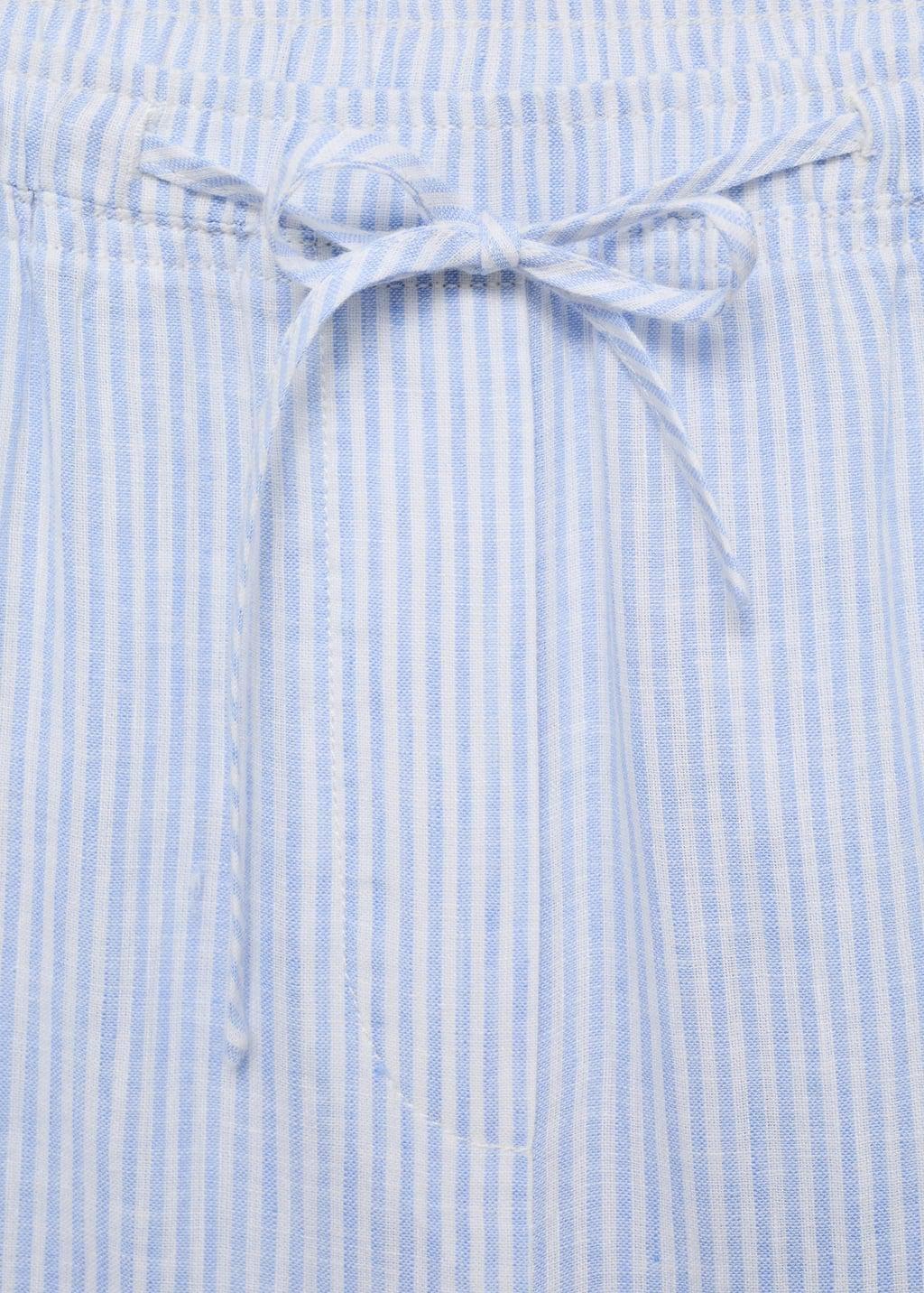 Blue Lt Pastel Straight Linen-Blend Trousers, , large image number 2