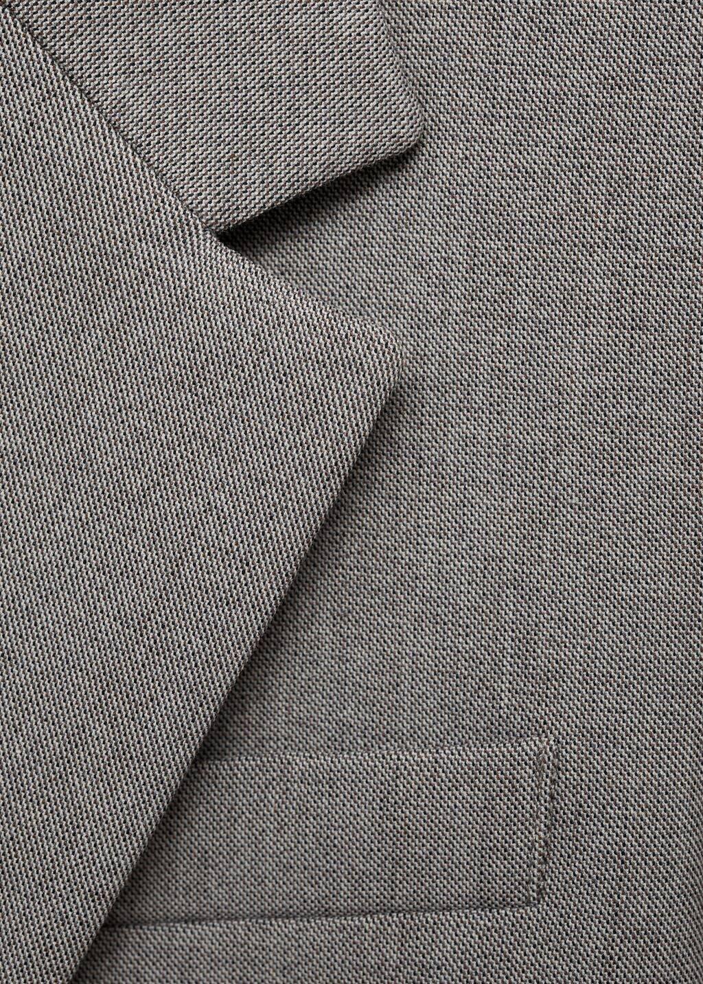 Grey Straight Blazer With Flap Pockets, , large image number 4