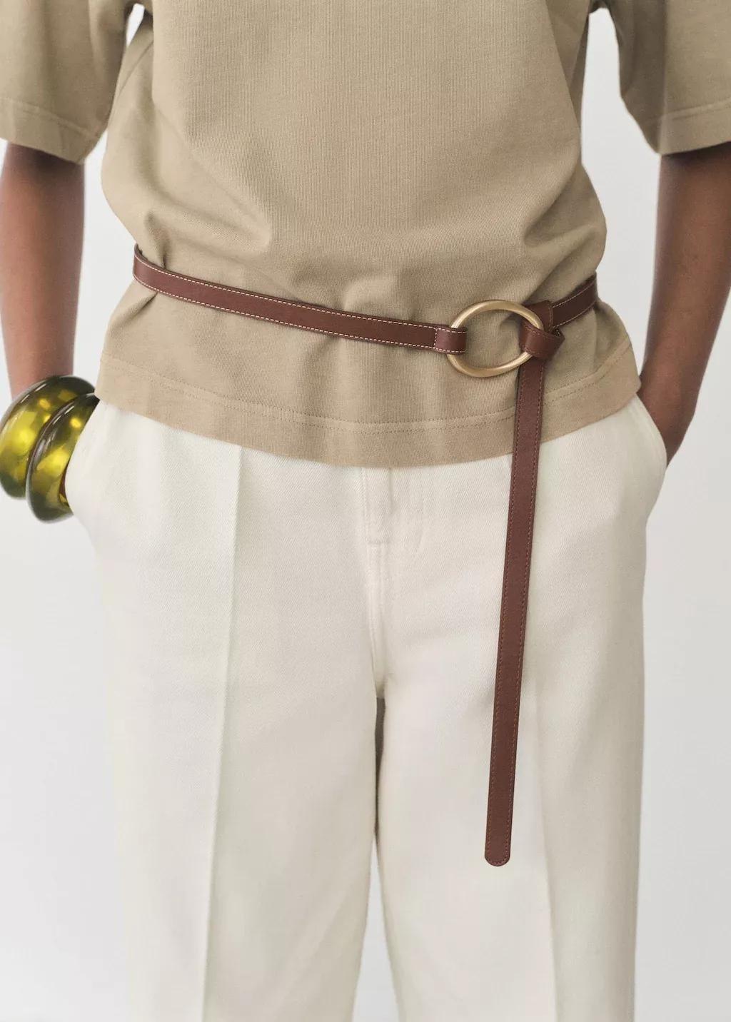 Khaki Oversized Cotton T-Shirt, , large image number 1