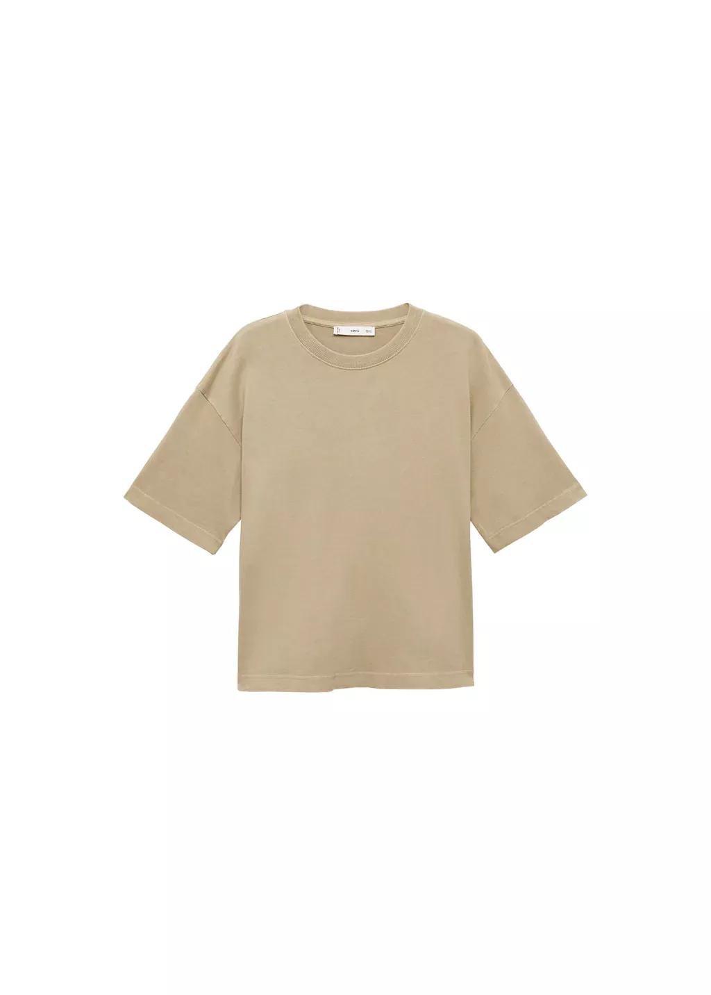 Khaki Oversized Cotton T-Shirt, , large image number 3
