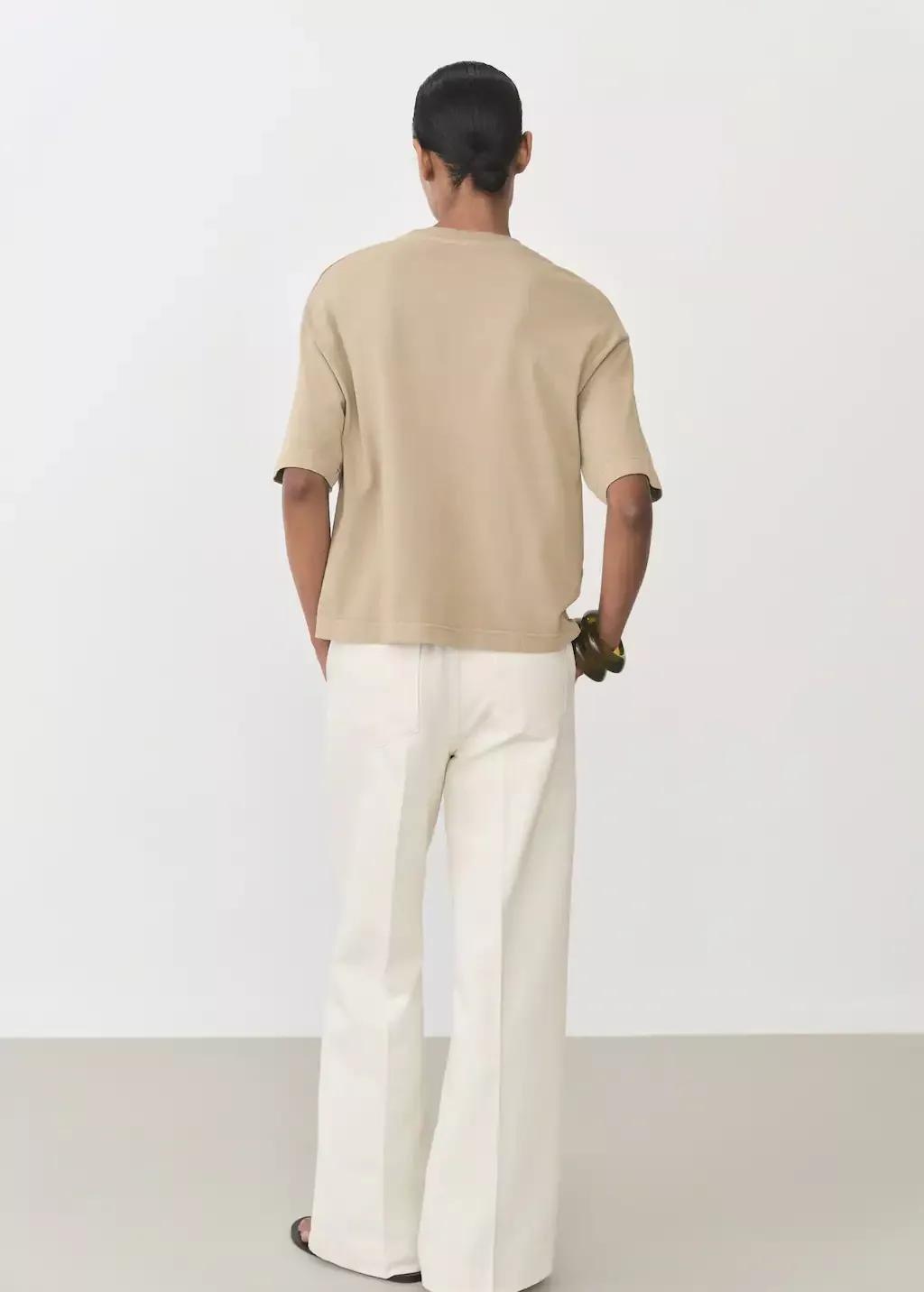 Khaki Oversized Cotton T-Shirt, , large image number 4