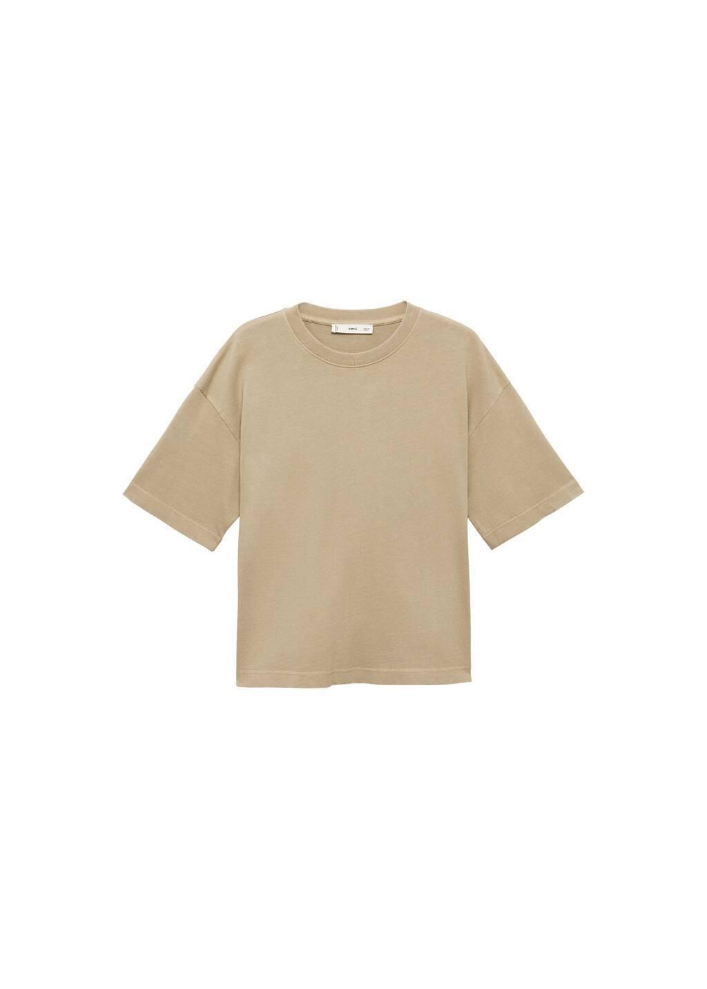 Khaki Oversized Cotton T-Shirt, , large image number 6