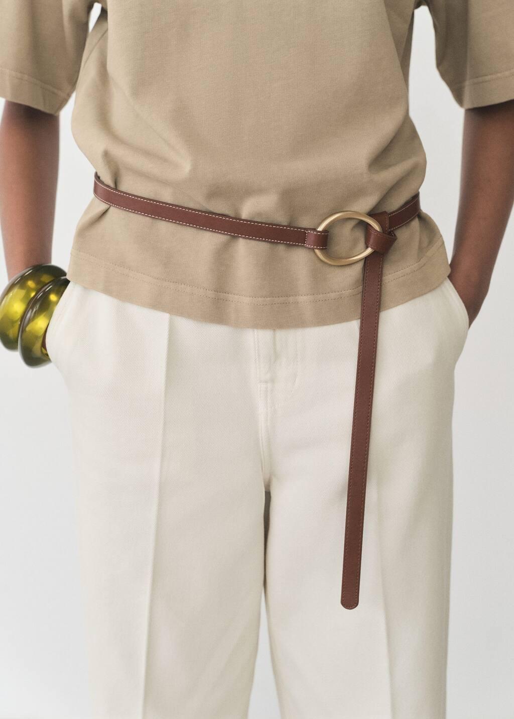 Khaki Oversized Cotton T-Shirt, , large image number 7