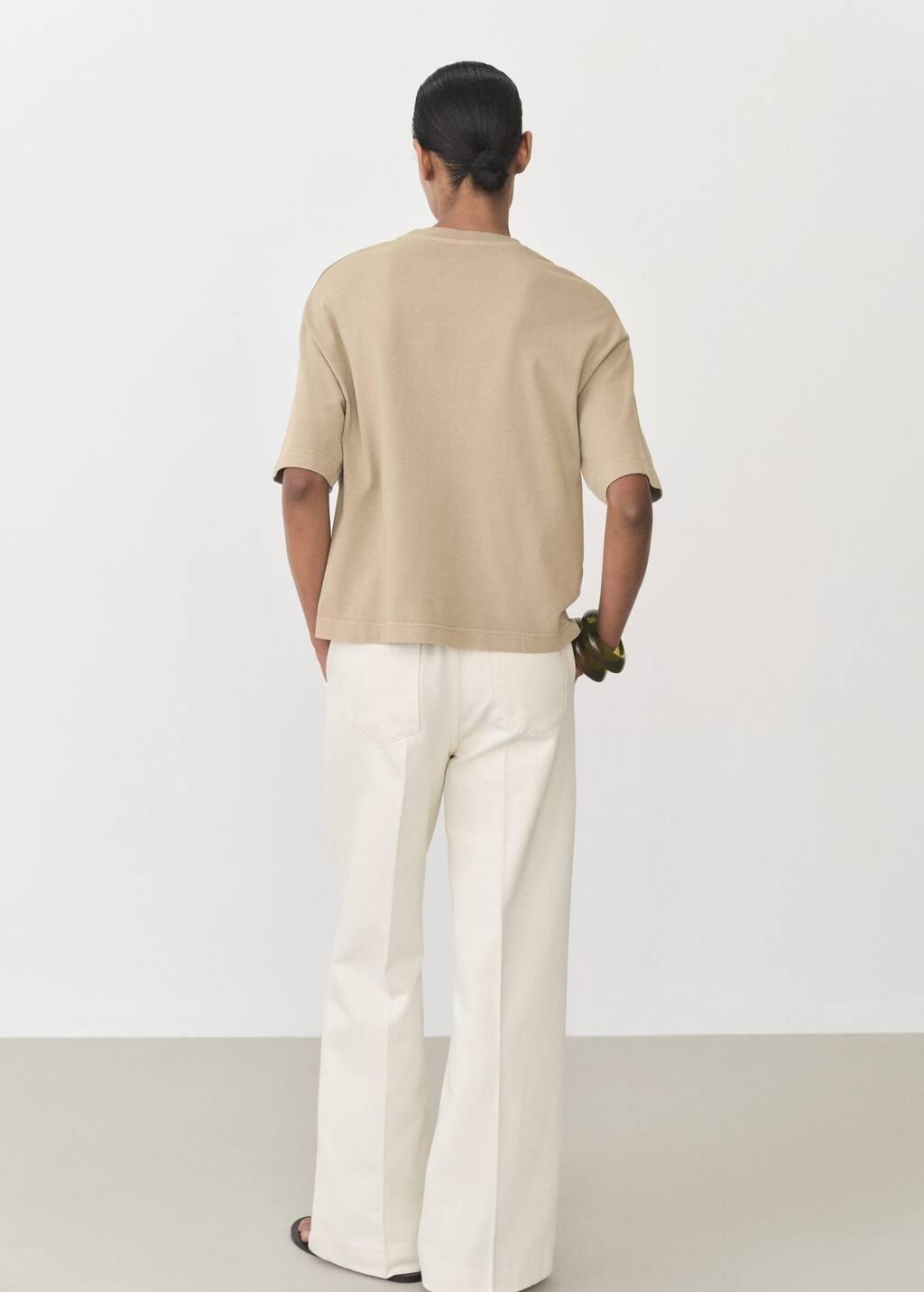Khaki Oversized Cotton T-Shirt, , large image number 9