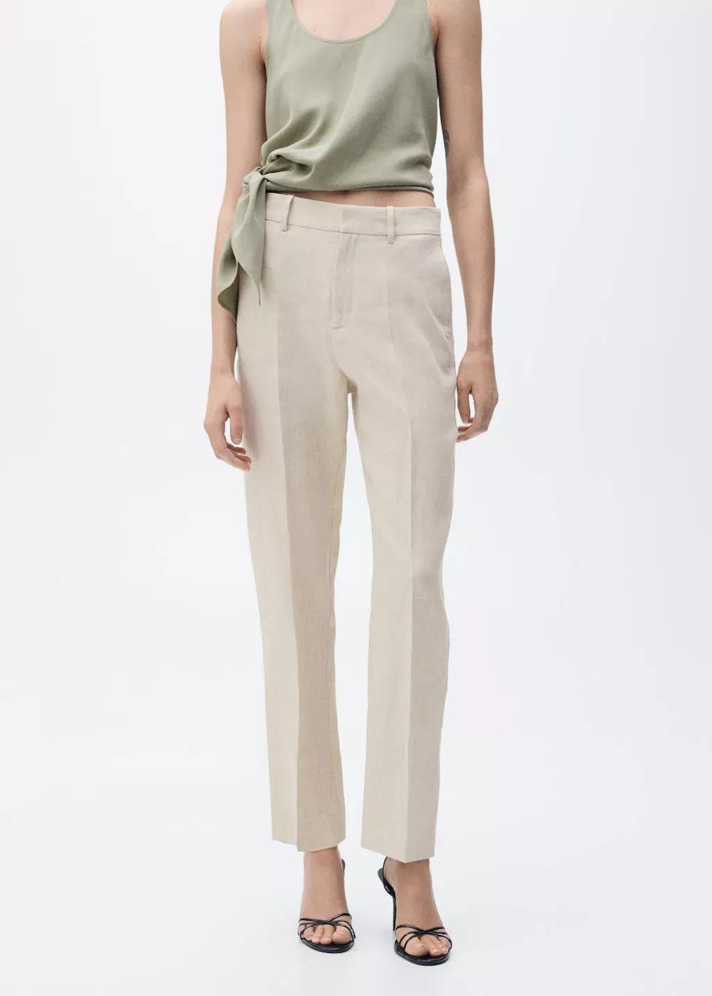 Grey Lt Pastel Linen Suit Trousers, , large image number 1
