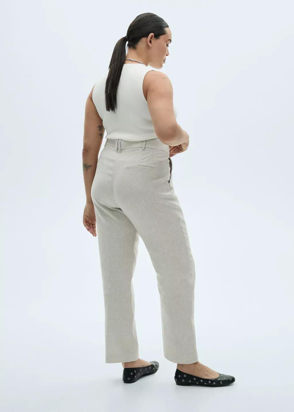 Grey Lt Pastel Linen Suit Trousers, , large image number 2
