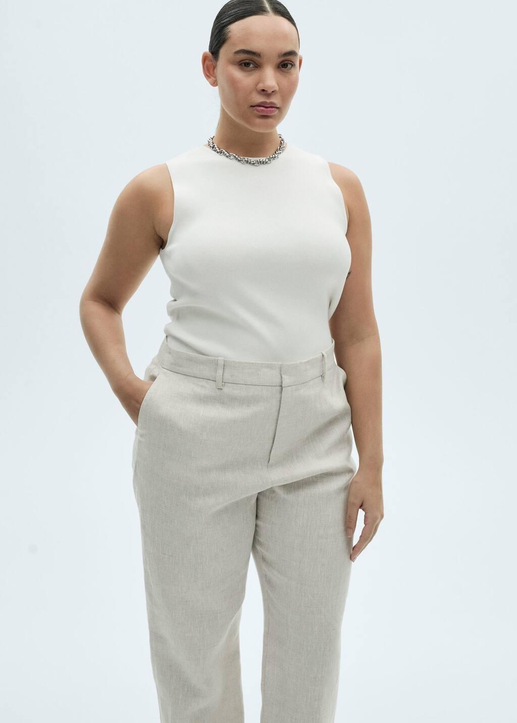 Grey Lt Pastel Linen Suit Trousers, , large image number 3