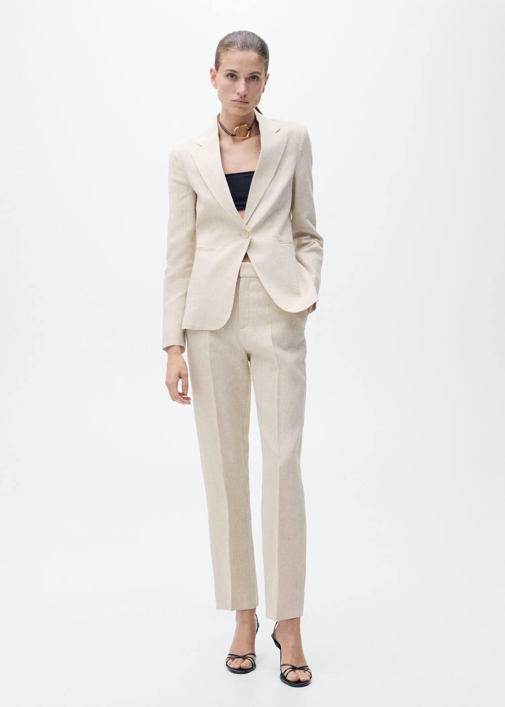 Grey Lt Pastel Linen Suit Trousers, , large image number 4