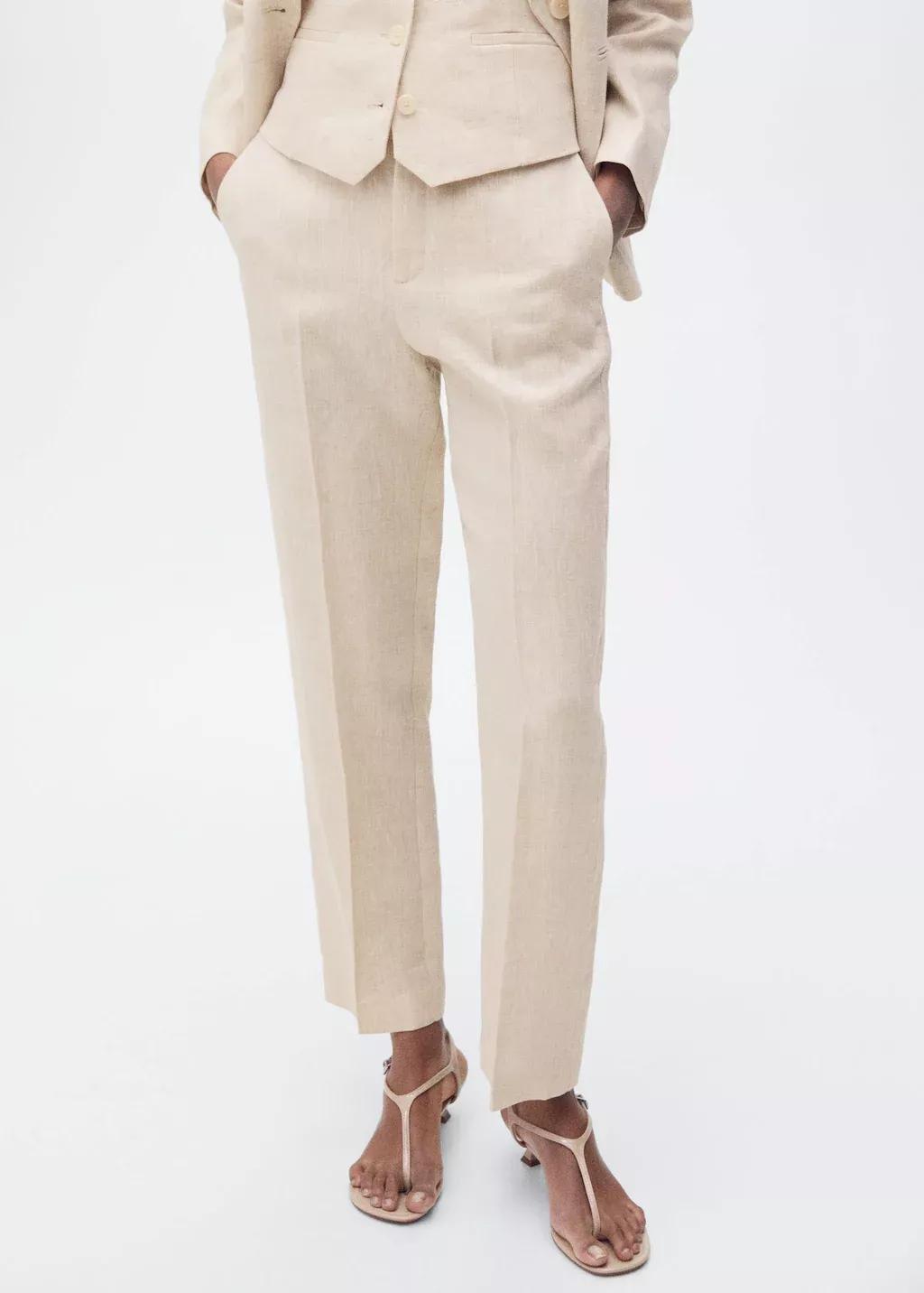 Grey Lt Pastel Linen Suit Trousers, , large image number 8