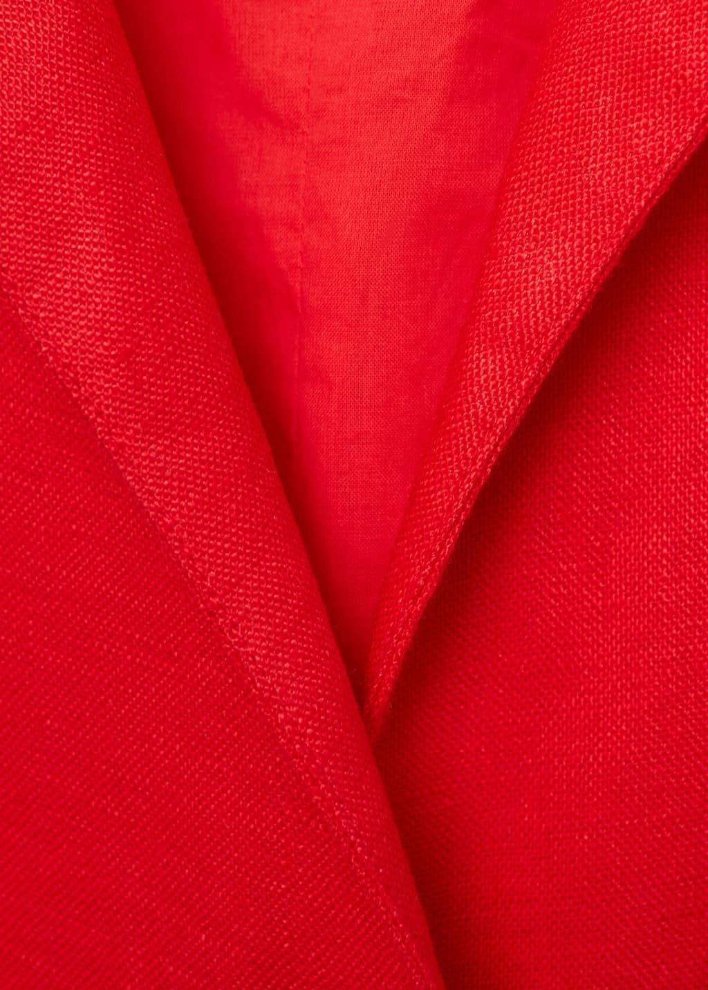 Red Belted Linen Shirt Jumpsuit, , large image number 4