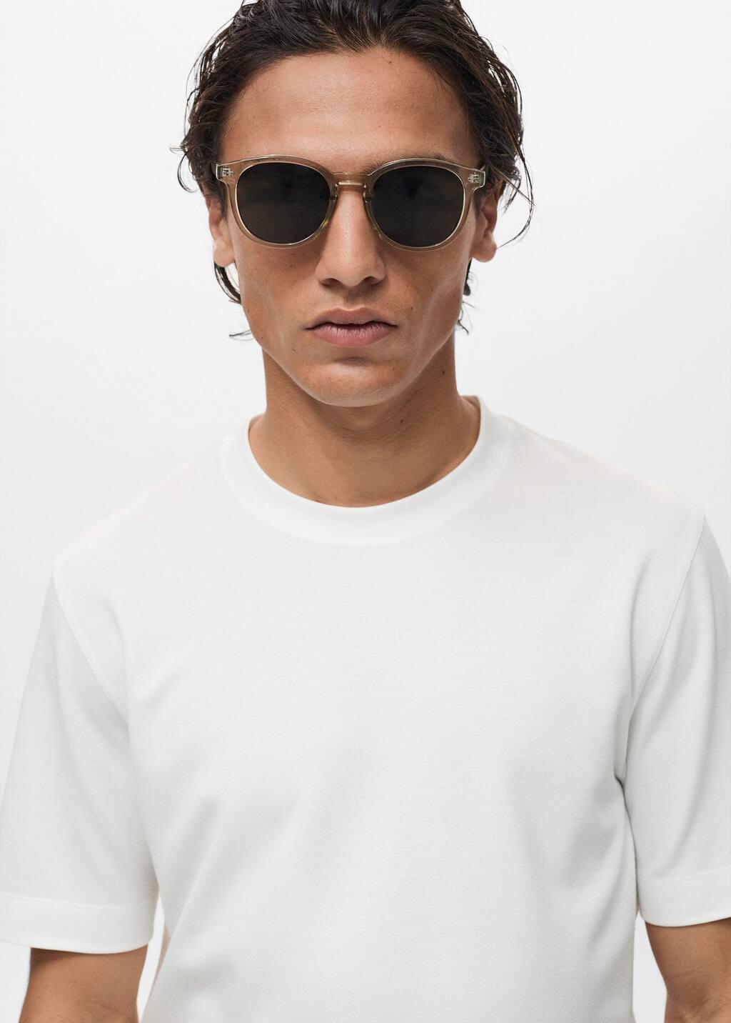 WHITE Short-sleeved lyocell t-shirt, , large image number 1