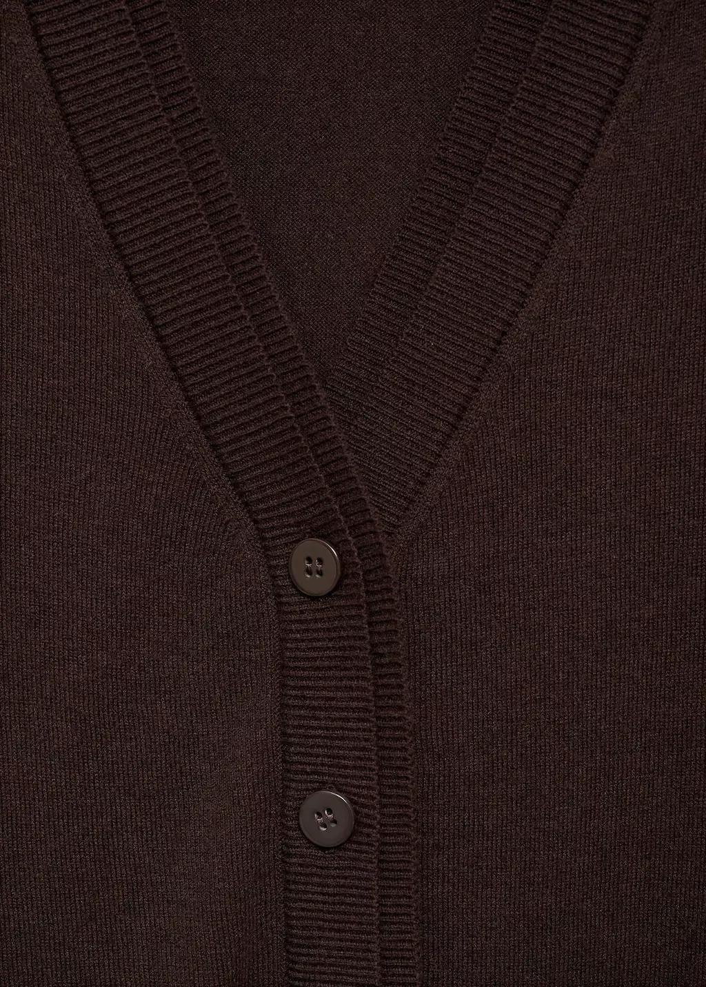 Brown V-Neck Knitted Cardigan, , large image number 3
