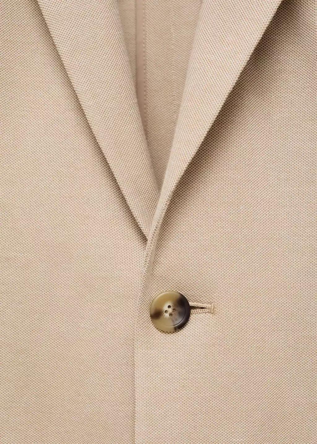 Beige Slim Fit Cotton Blazer, , large image number 4