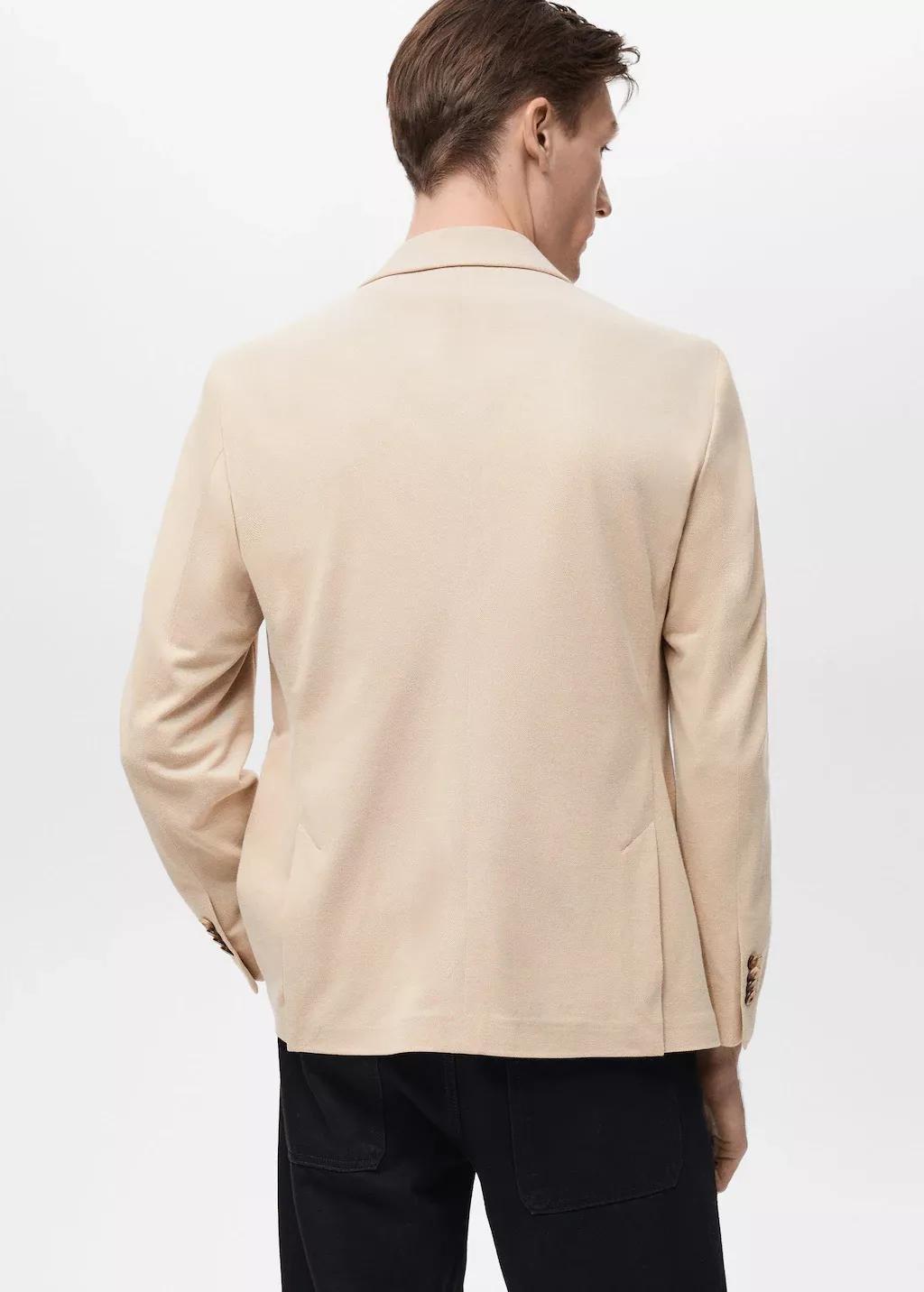 Beige Slim Fit Cotton Blazer, , large image number 5