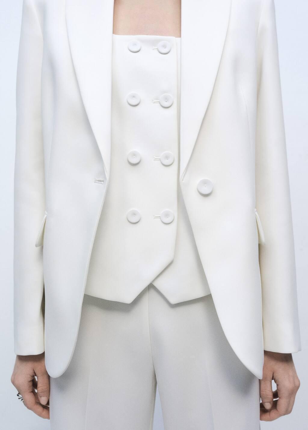 White Double-Breasted Suit Waistcoat, , large image number 2