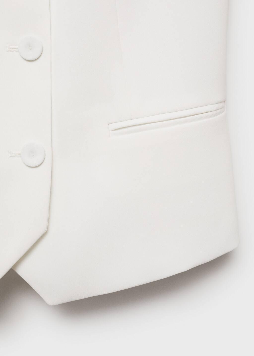 White Double-Breasted Suit Waistcoat, , large image number 4