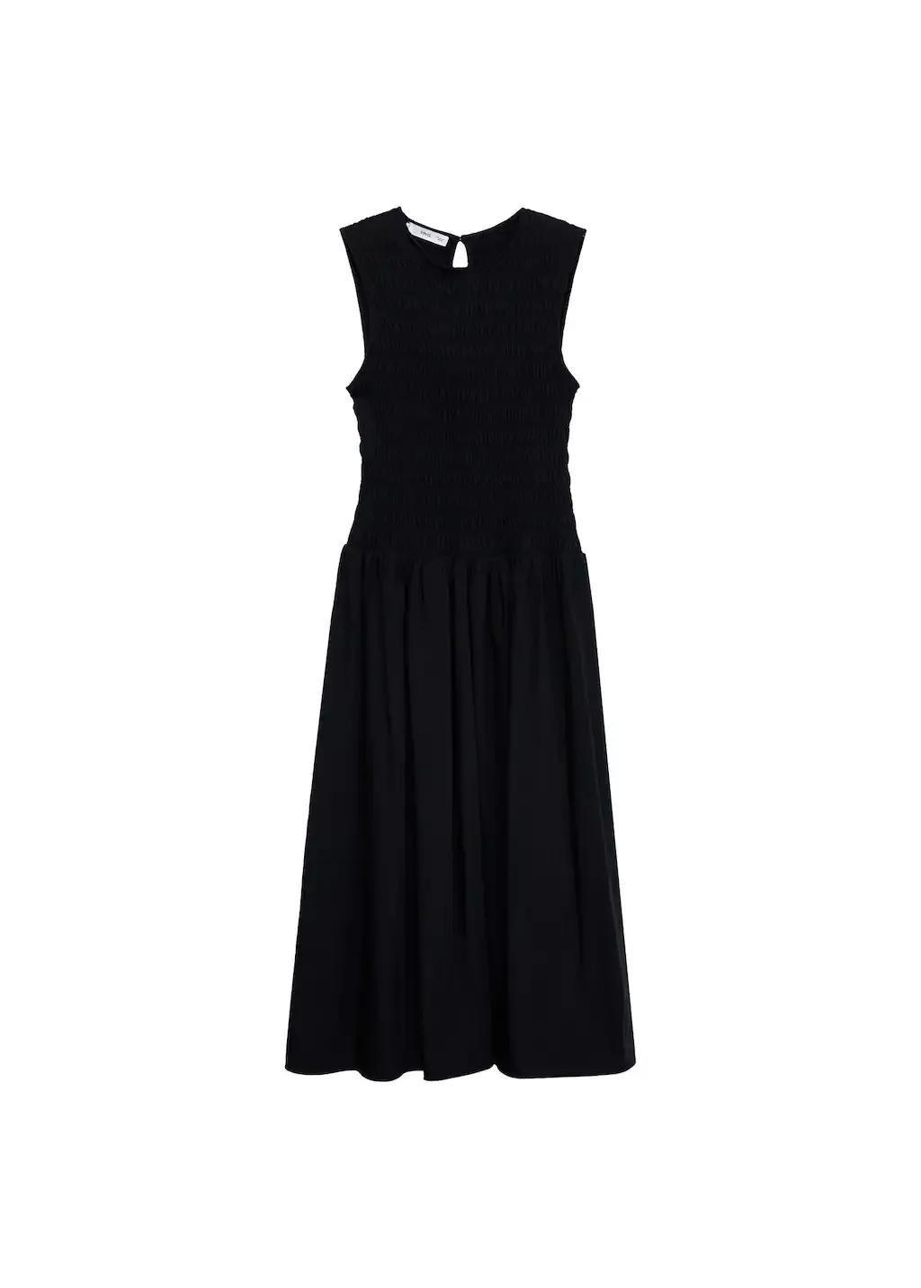 Black Flared Dress With Gathered Body, , large image number 3