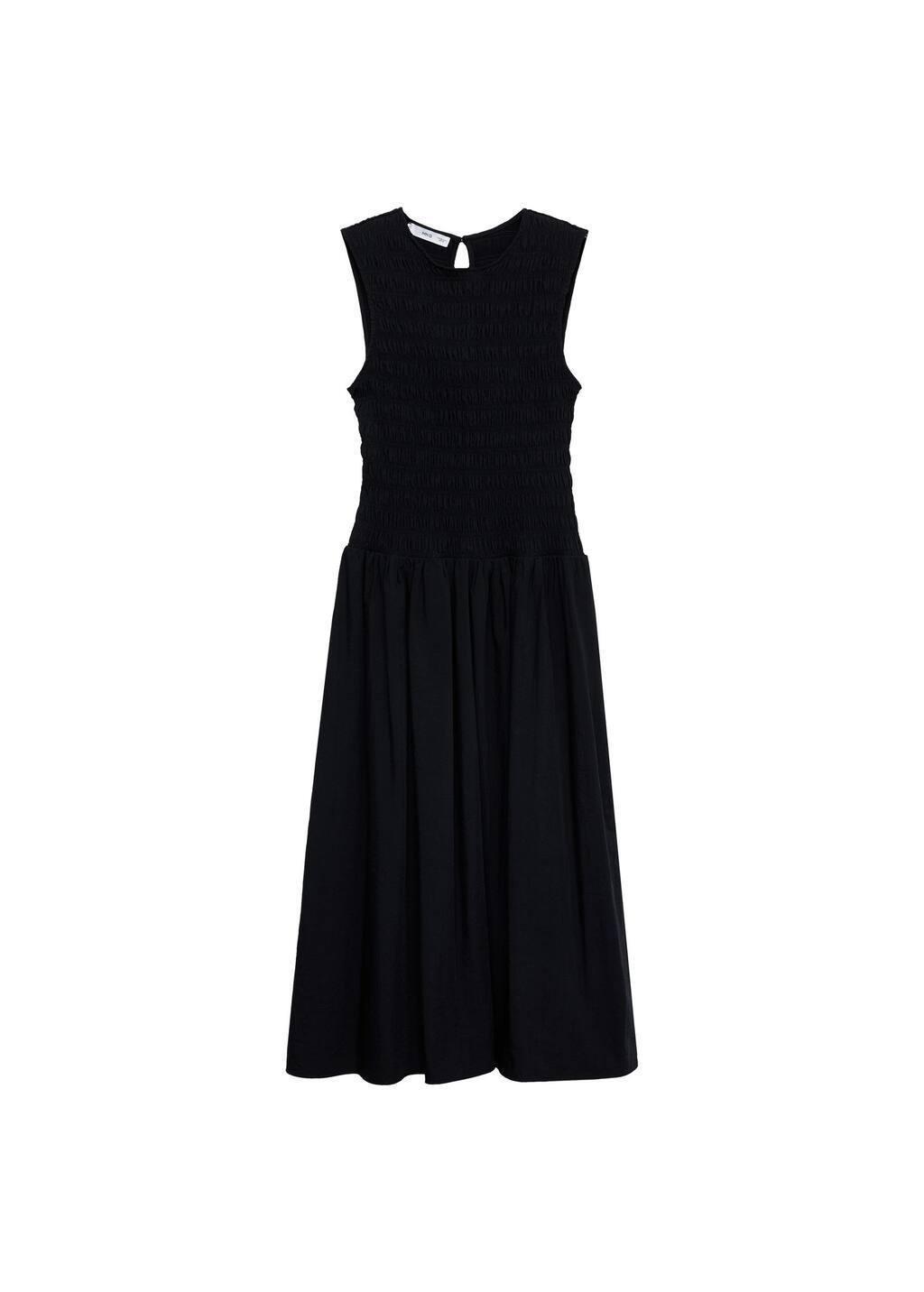 Black Flared Dress With Gathered Body, , large image number 6