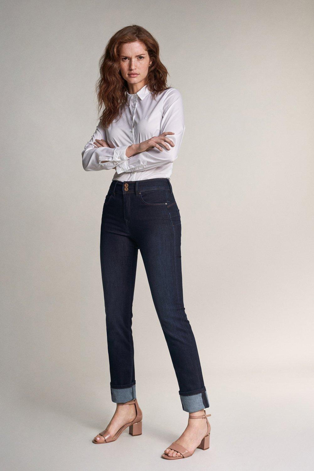 Dark Wash Slim Leg Push In Secret Jeans, Blue, medium