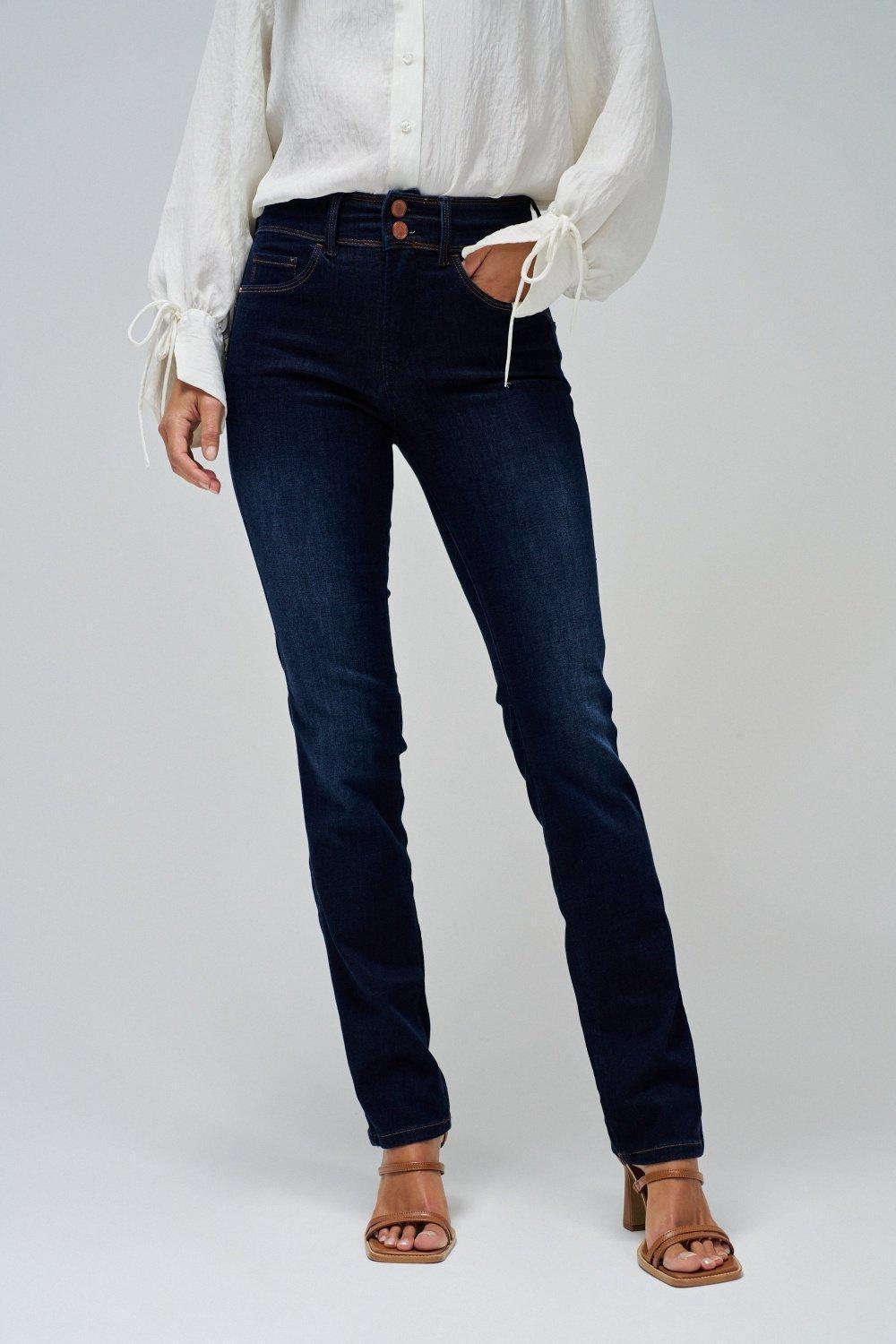Dark Wash Slim Leg Push In Secret Jeans, Blue, large image number 1