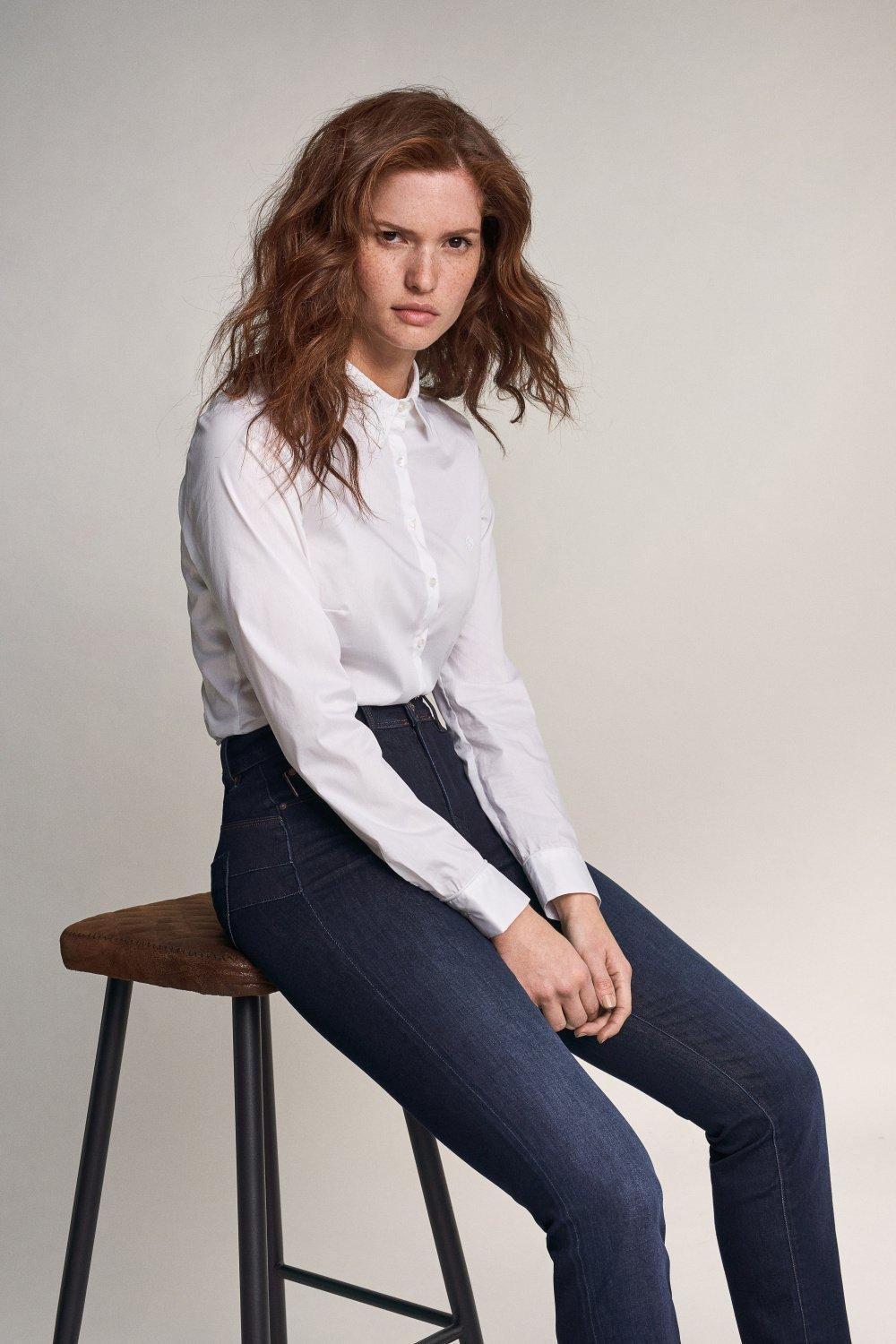 Dark Wash Slim Leg Push In Secret Jeans, Blue, large image number 3