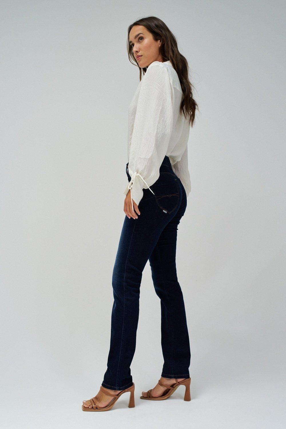 Dark Wash Slim Leg Push In Secret Jeans, Blue, large image number 6