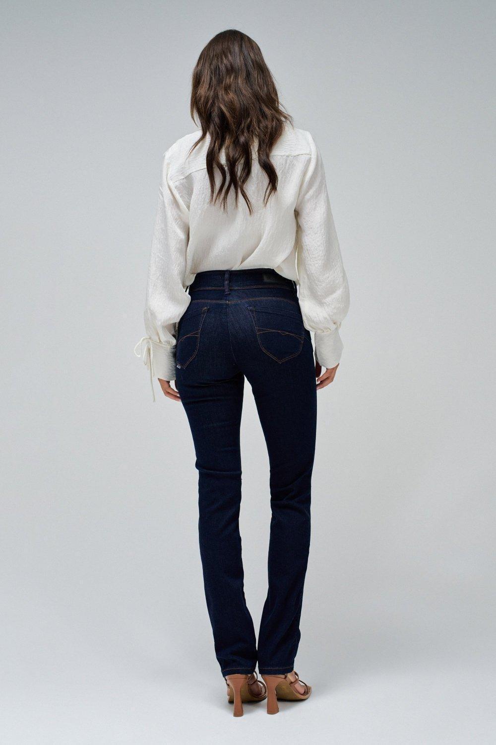 Dark Wash Slim Leg Push In Secret Jeans, Blue, large image number 8