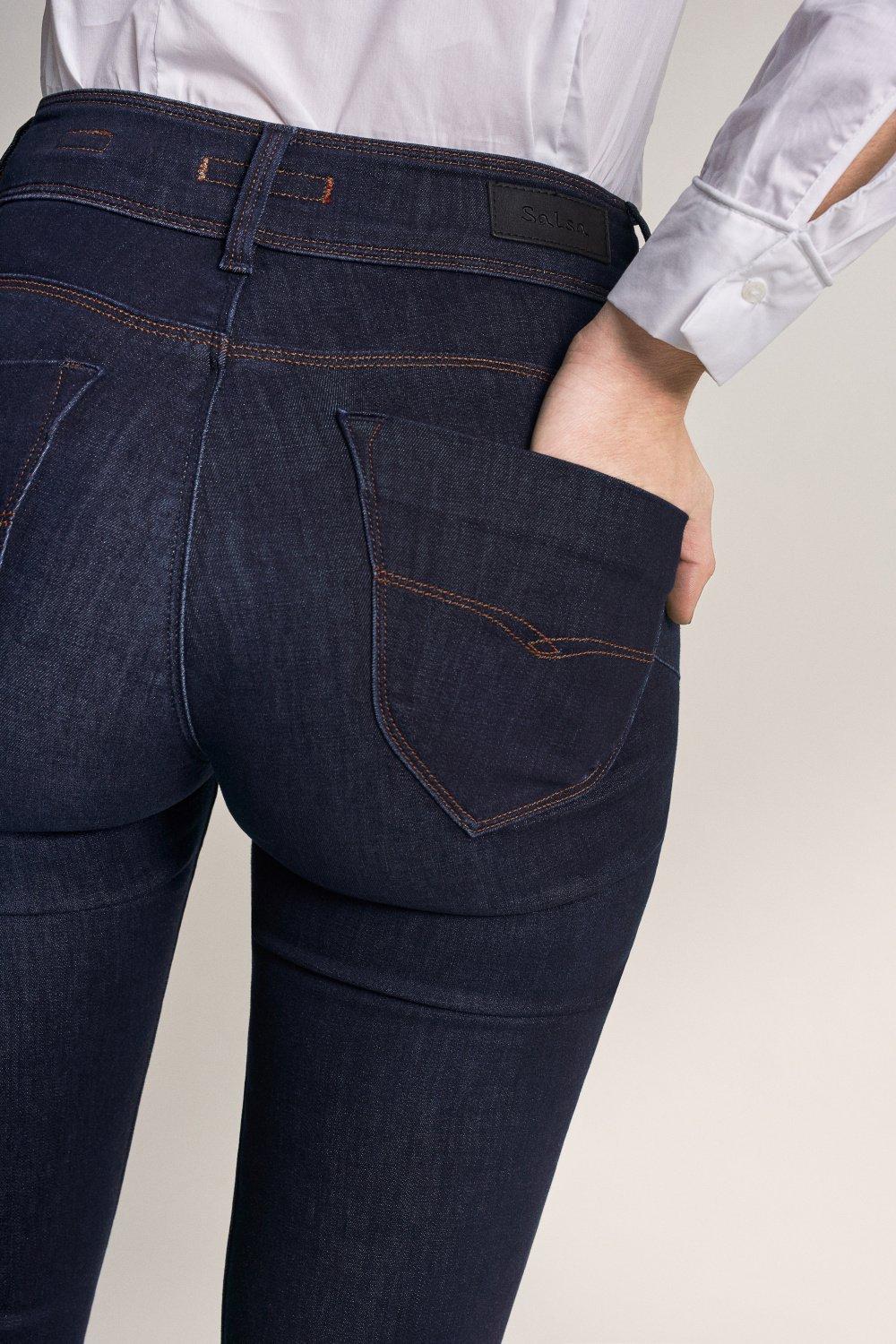 Dark Wash Slim Leg Push In Secret Jeans, Blue, large image number 14