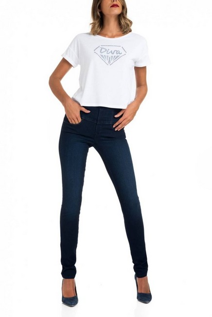 Salsa Jeans - بنطلون جينز ضيق عالي الخصر من ديفا أزرق داكن ، نسائي