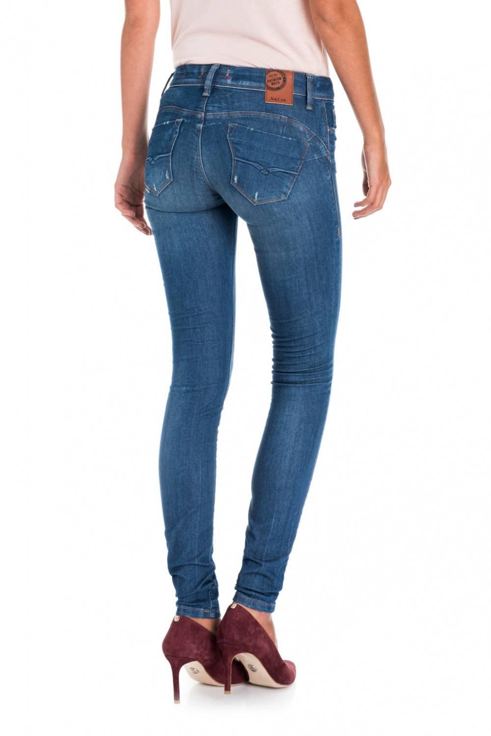 Blue Super Skinny Push Up Jeans, , large image number 2