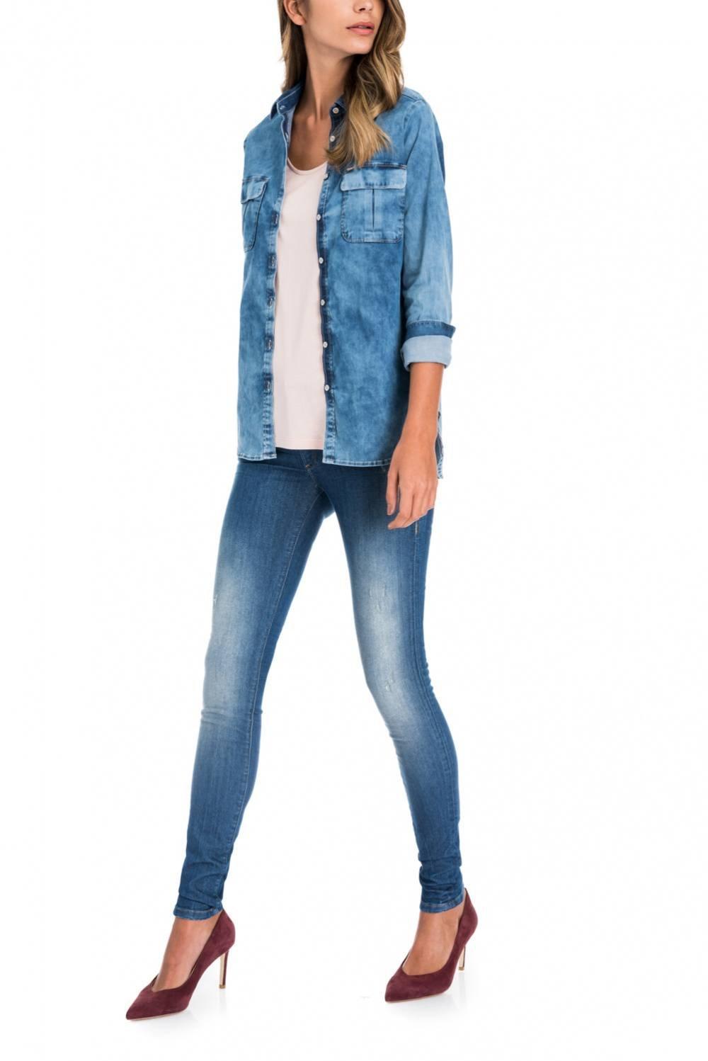 Blue Super Skinny Push Up Jeans, , large image number 3