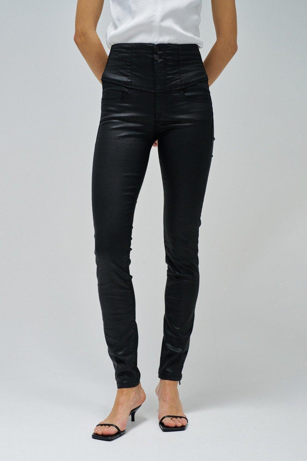Black Diva Slim Fit Slimming Jeans With Coating, , large image number 3