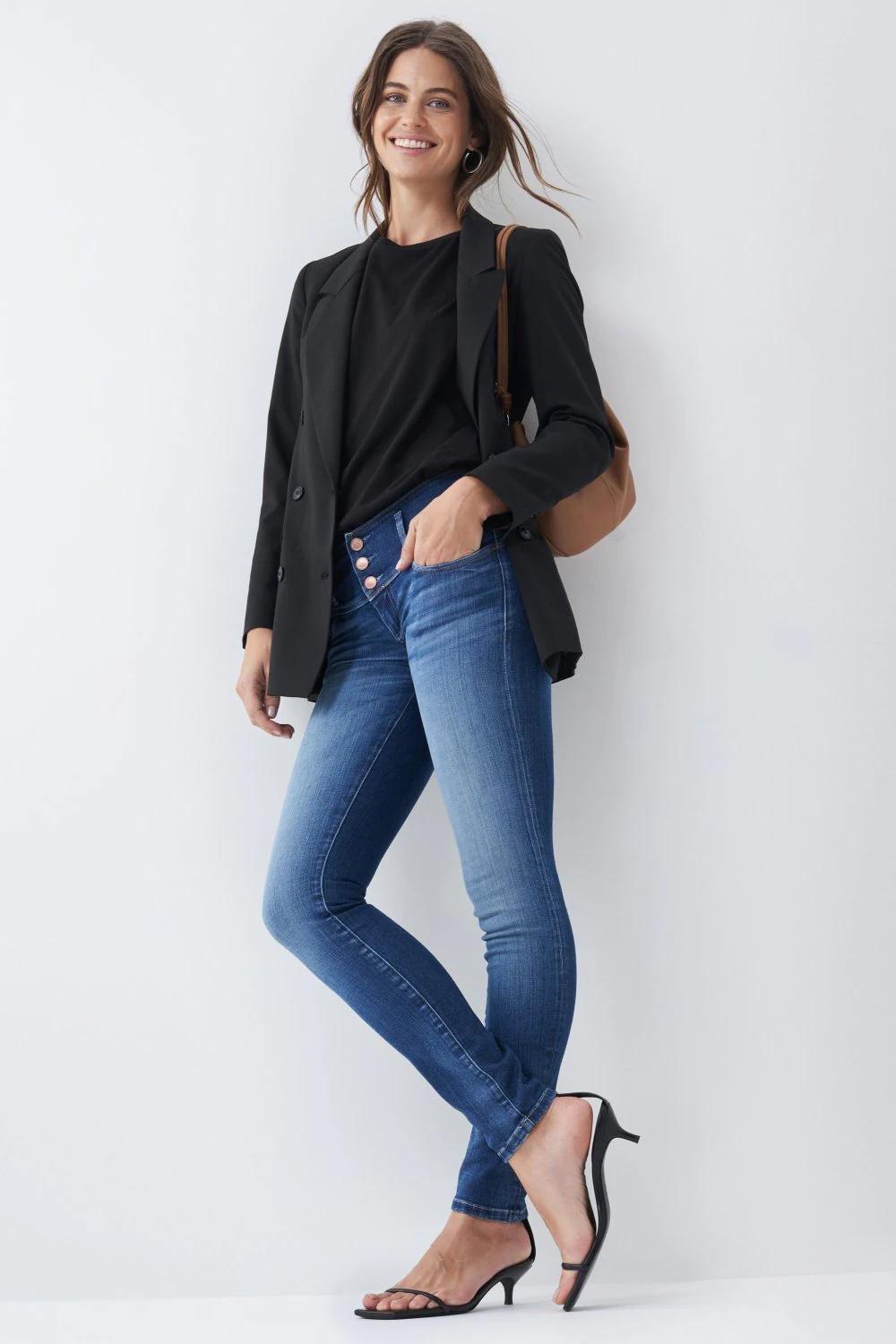 Mystery Push Up Premium Wash Jeans , Blue, large image number 0